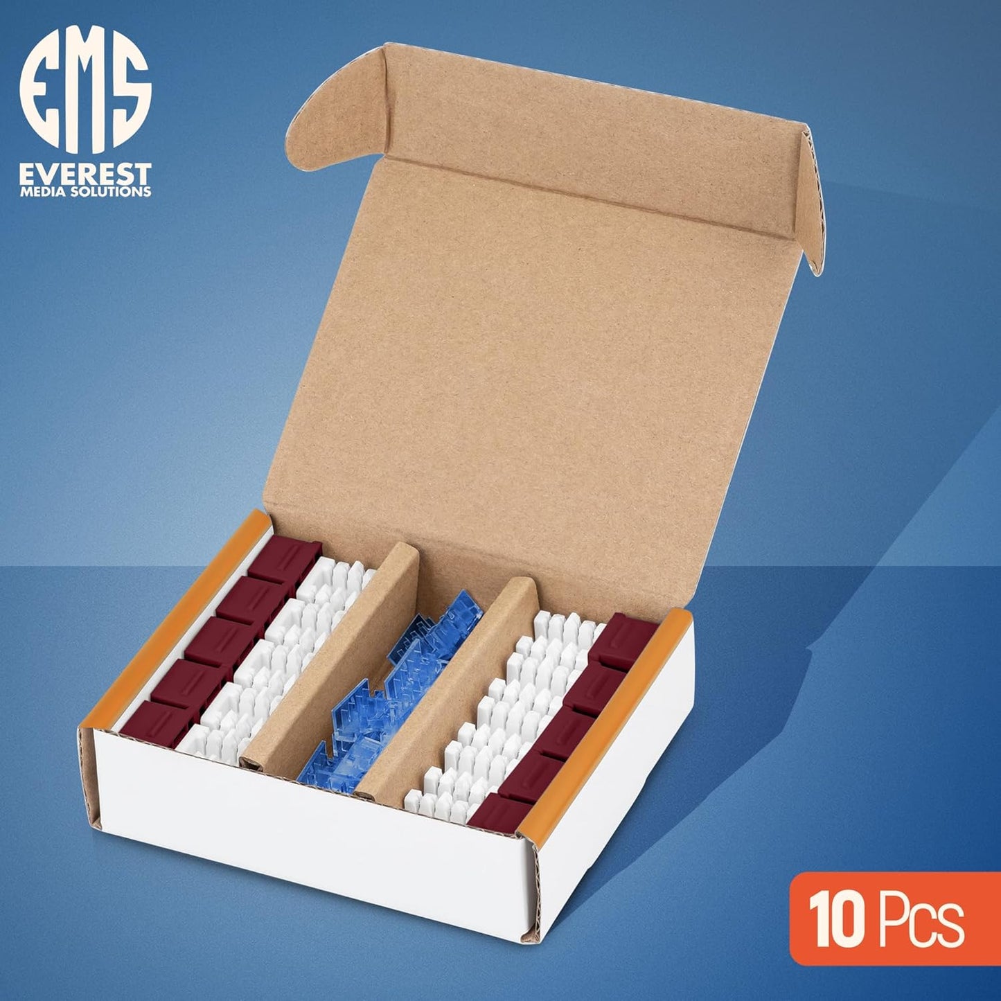 Everest 90° Angled RJ45 Cat5e Keystone Jacks 10-Pack in Red - Slim Profile Female RJ45 Connectors - Cat 5e Keystone Jack - Compatible with 90° Angled Speed Termination Tool - easyJACK (B094WB91H3)