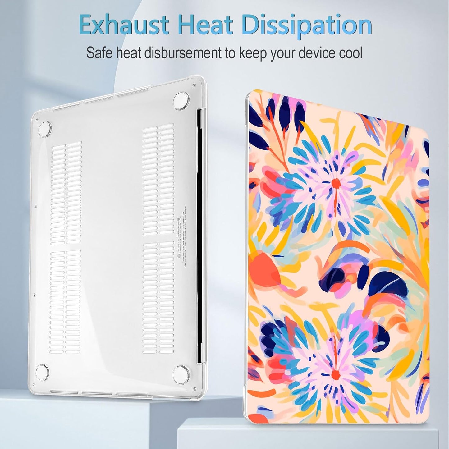 Mektron for MacBook Air 13 Case A1466/A1369 (2010-2017 Release), Snap-on Plastic Hard Shell Cover for MacBook Air 13.3 inch with Keyboard Cover, Abstract Botanical