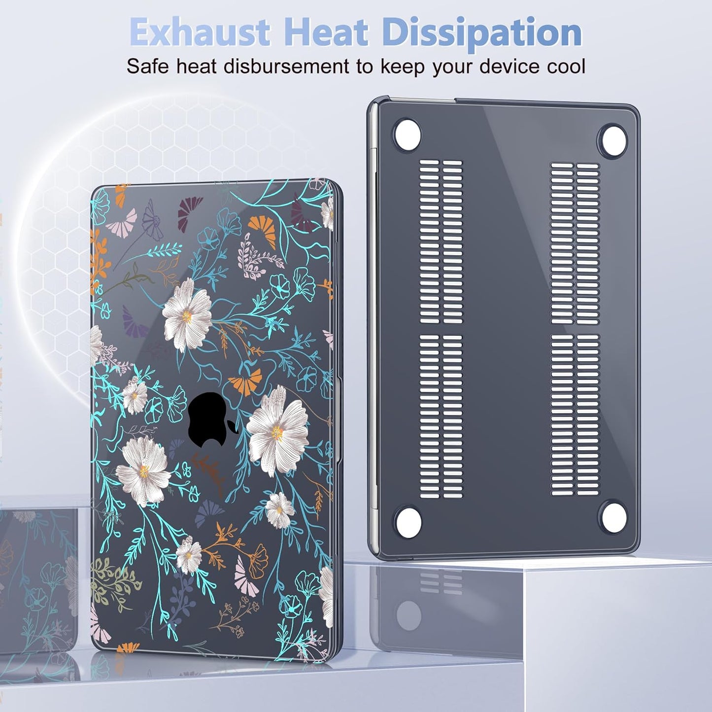 Case for MacBook Air 15 Inch 2025 2024 2023 Release M4 A3241 M3 A3114 M2 A2941, Hard Shell with Screen Protector & Keyboard Cover, Compatible with Touch ID, Rustic Flowers