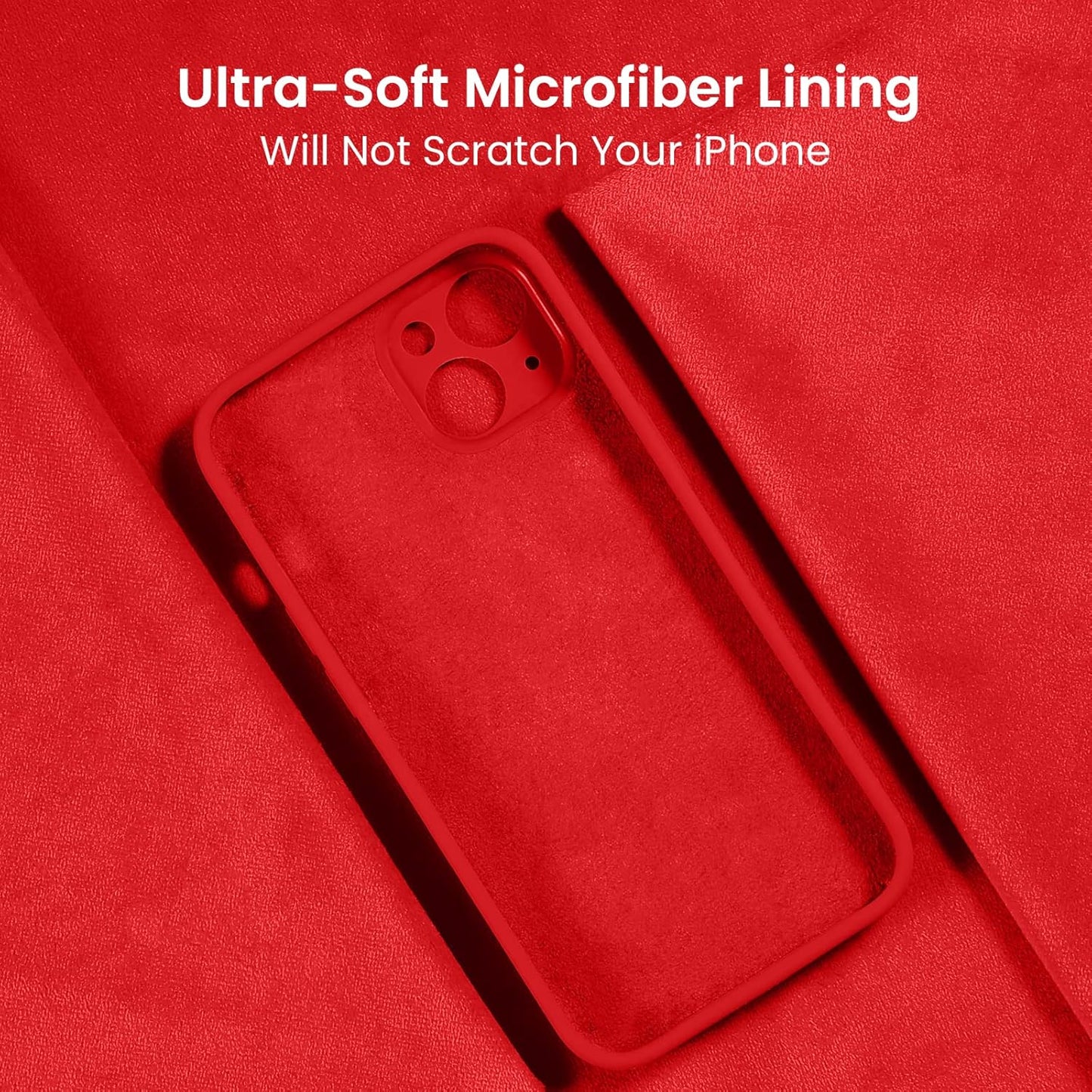 FireNova Designed for iPhone 14 Case, Silicone Upgraded [Camera Protection] Phone Case with [2 Screen Protectors], Soft Anti-Scratch Microfiber Lining Inside, 6.1 inch, Red