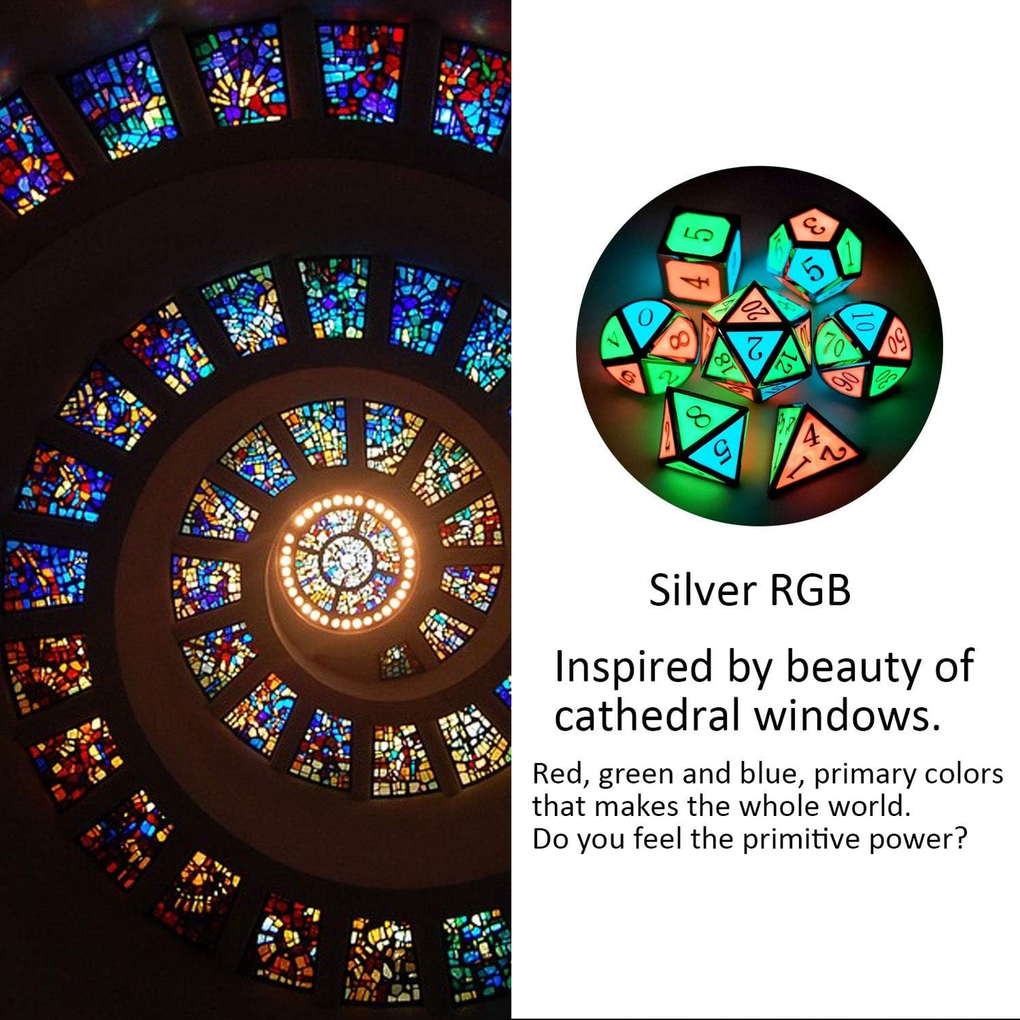 Haxtec Glow in The Dark Glowing Blue Red Green Silver Metal Dice Set D&D 7PCS DND Dice Set Compatible with Dungeons and Dragons RPG Games-Silver Glowing Blue Green Red