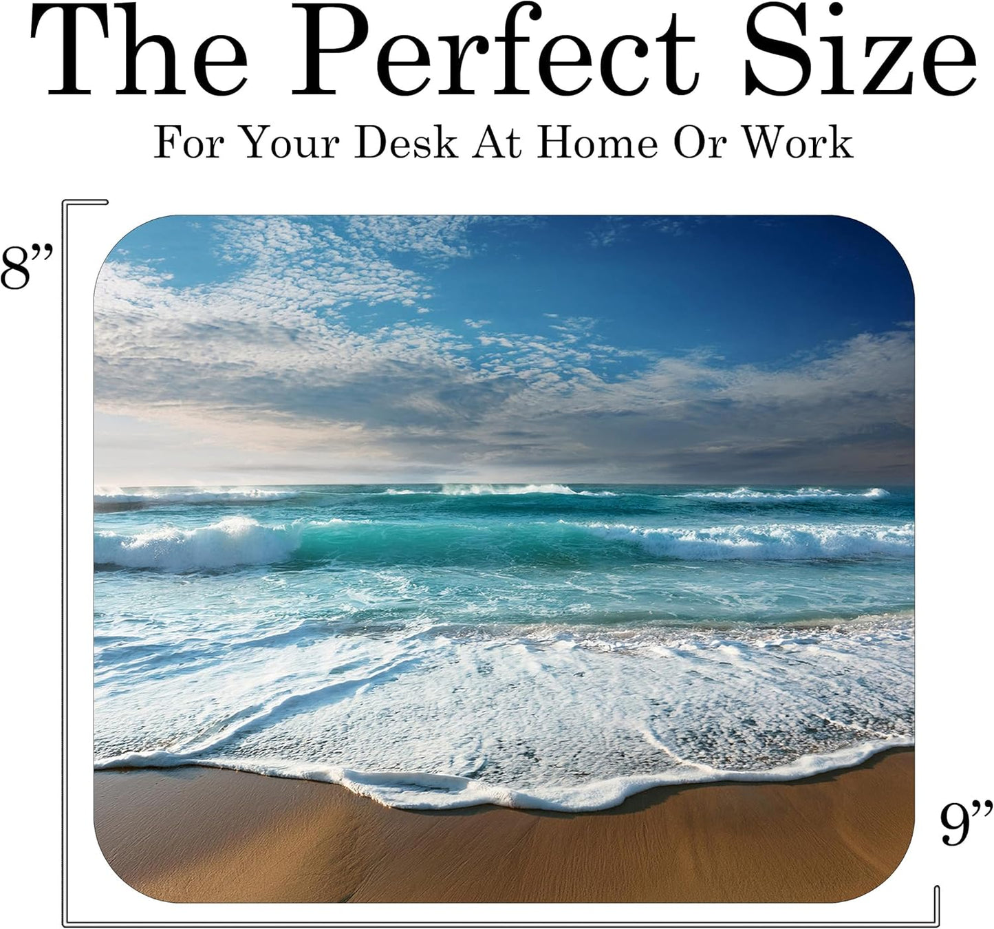 Coastal Shoreline Waves Sandy Beach Theme Mouse Pad Mat Mousepad for Desk Computer Laptop PC Gaming Home or Office Gift (Beach MP35)