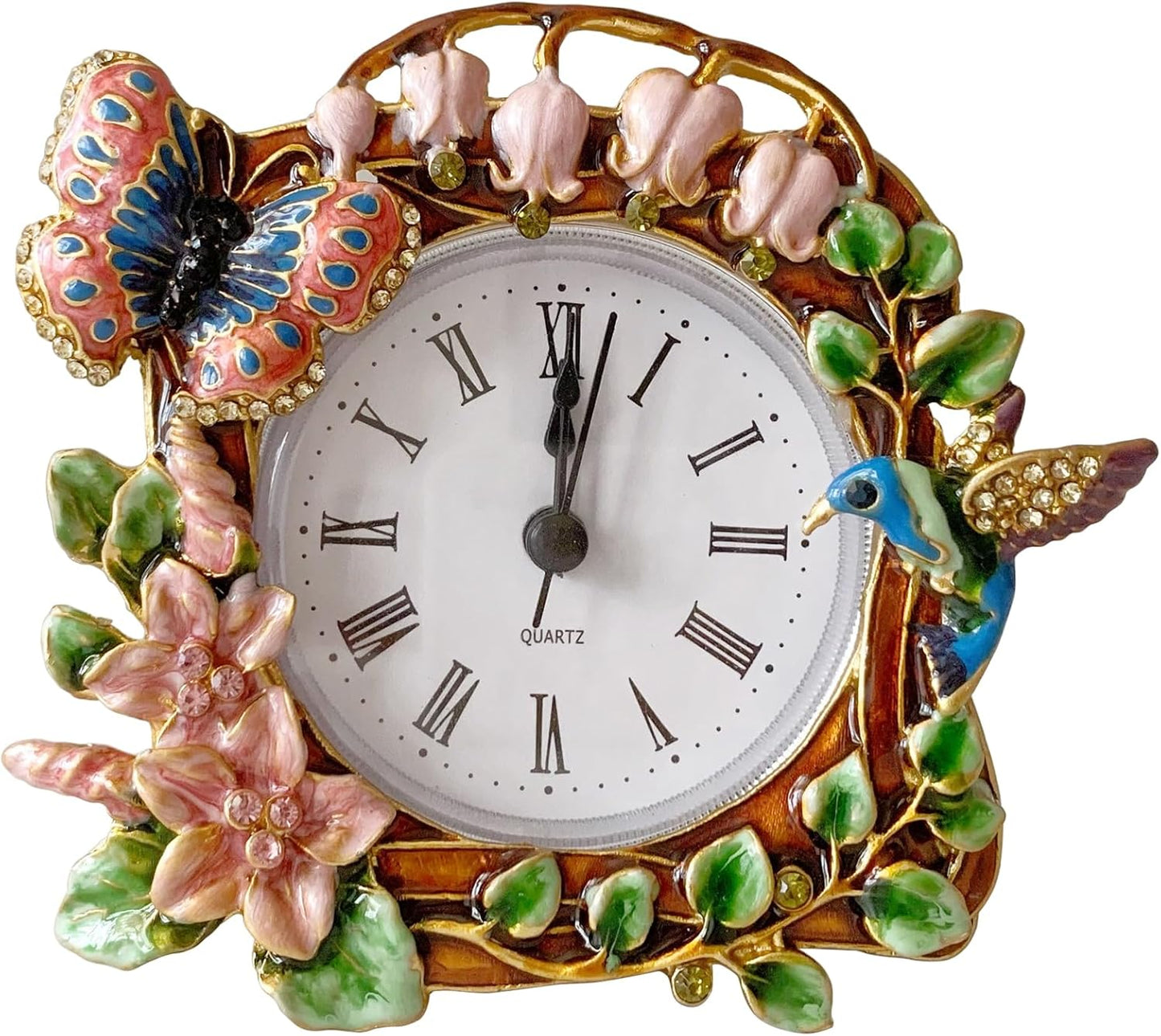 Decorative Mini Table Clock, Vintage Metal Silent Analog Quartz Battery Operated Table Top Clock for Living Room Decor Shelf