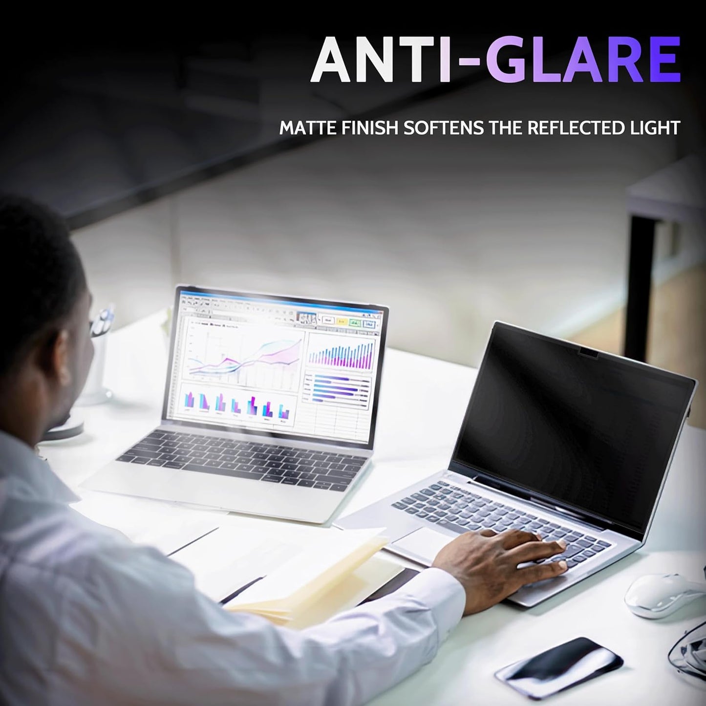 Privacy Screen for 15 Inch Surface Laptop 7, MagicSuction™ Removable Anti Spy Black Protector, Glare Blue Light Filter for Microsoft Laptop Computer Monitor