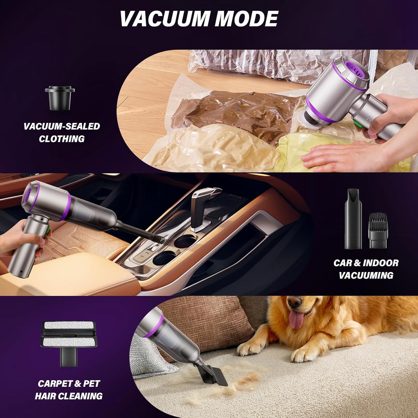 Handheld Car Vacuum (Grey-purple)