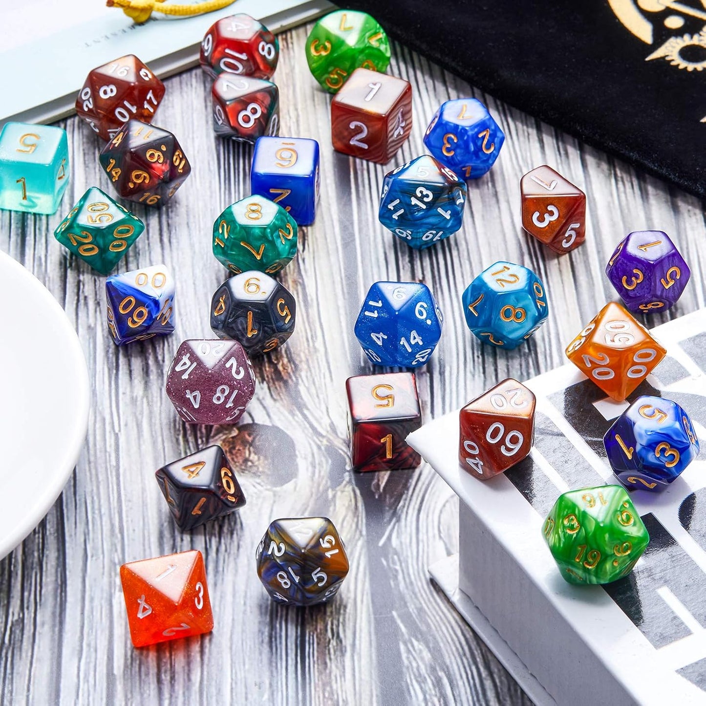DND Dice Set, 20 X 7 Polyhedral Dice (140 Pieces) Two-Color for Dungeons and Dragons DND RPG MTG Table Game 20 Colors Dice with 1 Large