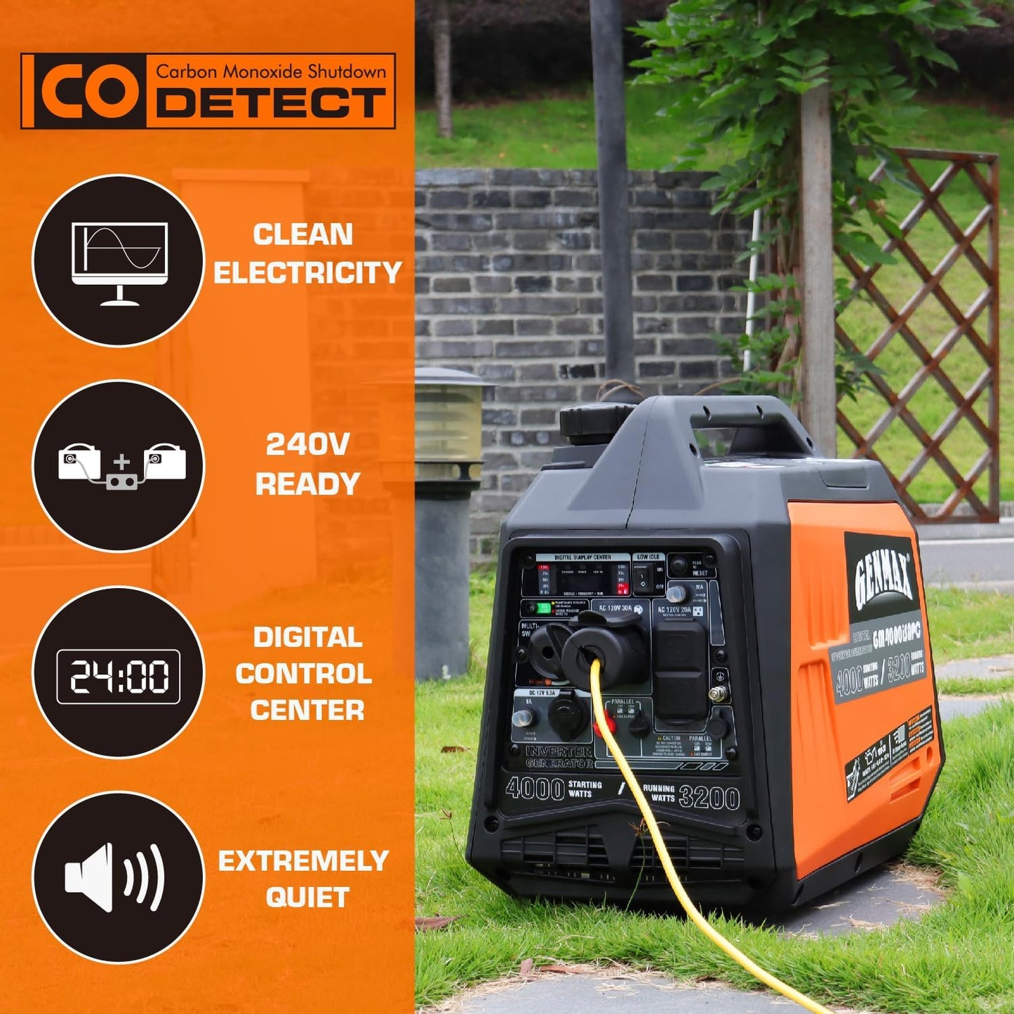 GENMAX Generator，EPA Compliant, Eco-Mode Feature, Ultra Lightweight for Backup Home Use & Camping