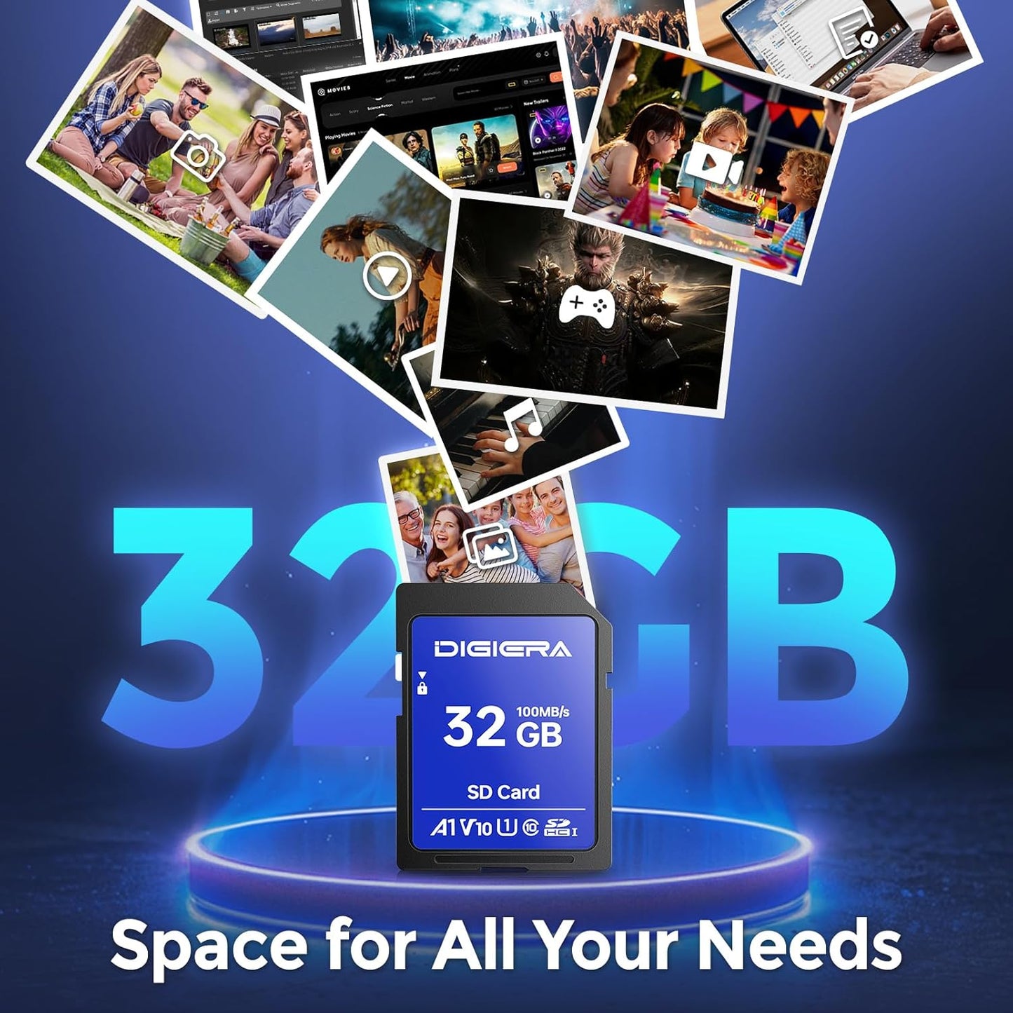 32GB CS100 SDHC UHS-I Memory Card - up to 100MB/s, C10, U1, V10, Full HD, SD Card for Computers, Digital Cameras, Home Theatre Devices, Car Navigation Systems (1 Pack)