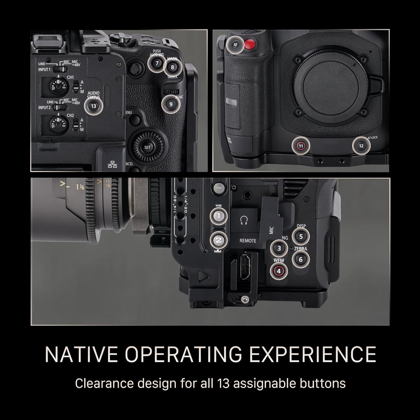 Tilta Camera Cage Compatible with Canon C80 Base Kit | Includes Top Plate, Side Arms, Bottom Plate, NATO Rail, HDMI Clamp & Cold Shoe Receiver | Custom Fit for C80 Body