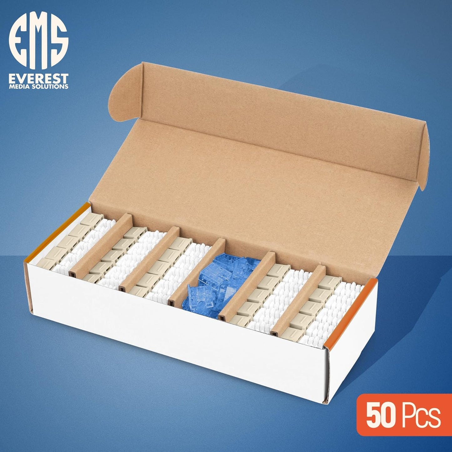 Everest 90° Angled RJ45 Cat5e Keystone Jacks 50-Pack in Ivory - Slim Profile Female RJ45 Connectors - Cat 5e Keystone Jack - Compatible with 90° Angled Speed Termination Tool - easyJACK (B094WB91H3)