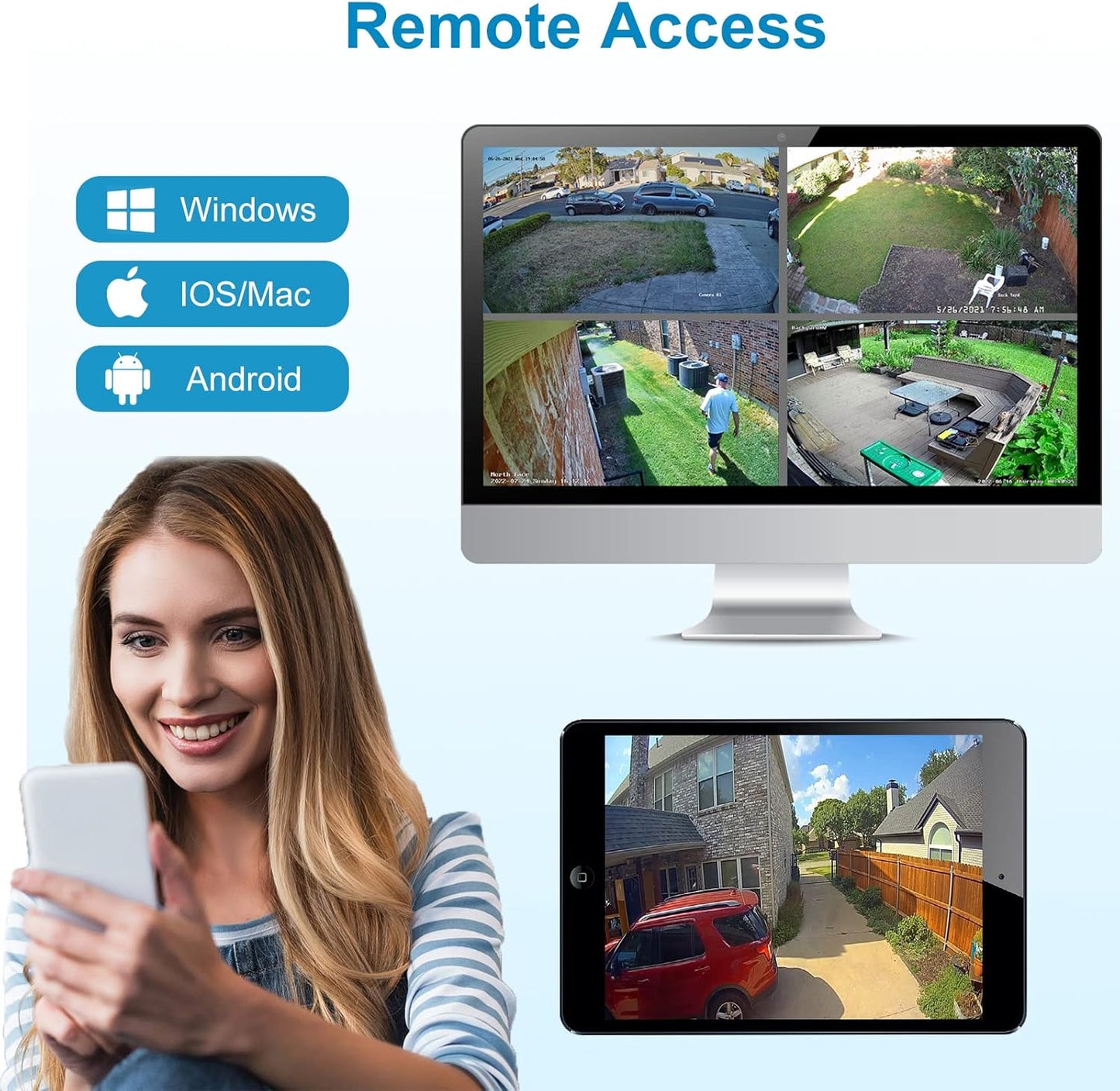 Anpviz 8CH 4K PoE Security Camera System, 6pcs 8MP Wired PoE IP Cameras with Person Vehicle Detection, Smart Dual Light Color Night Vision, 4K/8MP 8CH NVR with 2TB HDD for Business Home (U Series)