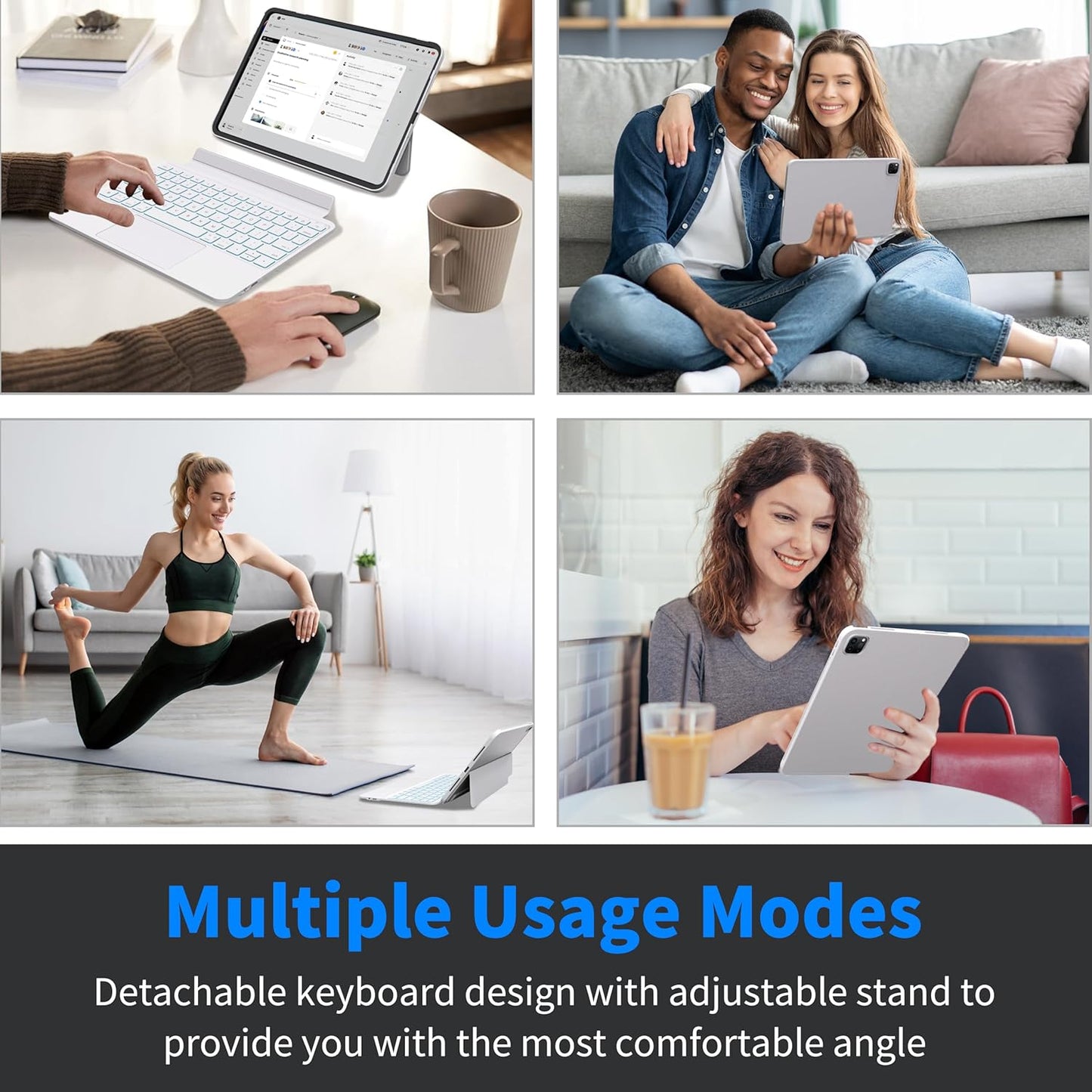 iPad Pro 13 Inch Case 2024 with Keyboard, Magnetic Detachable Keyboard Case for iPad Pro 13 Inch (M4, 2024) with 7 Colors Backlight, Multi-Touch Trackpad, Portrait/Landscape Mode (White)