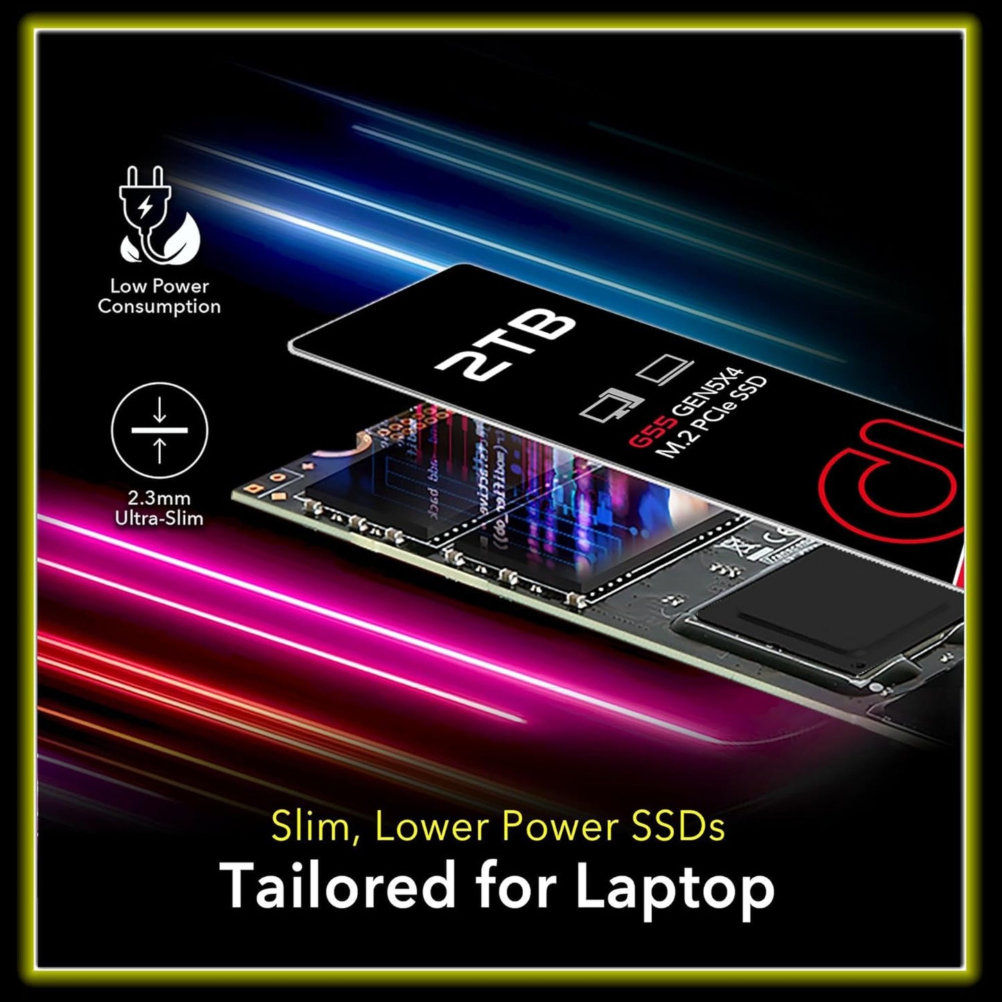 Addlink G55 2TB PCIe 5.0 Gen5 NVMe M.2 SSD- Up to 10,300 MB/s - PC Gaming Upgrade, Photography, Video Editing & Design - Internal Solid State Drive (ad2TBG55M2P)