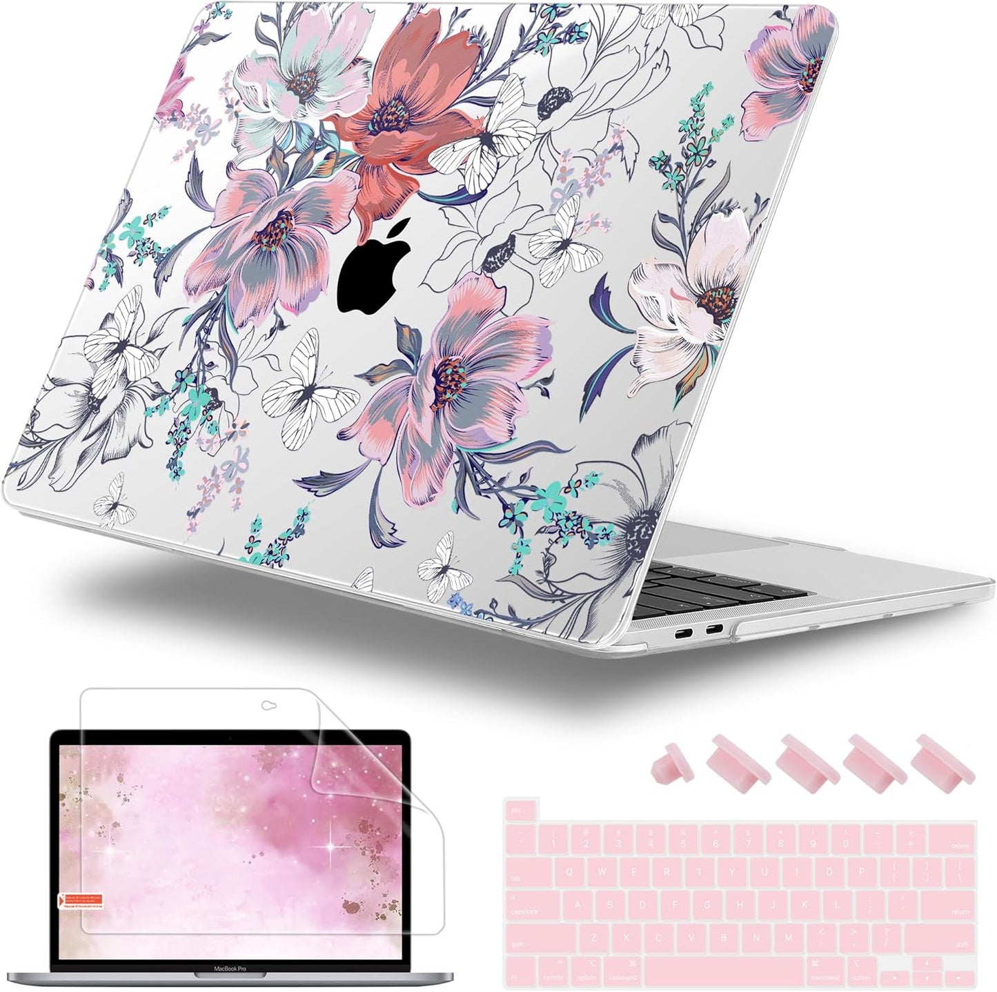 for MacBook Pro 16 inch Case 2019 2020 Release Model A2141, Plastic Hard Shell Cover with Keyboard Cover & Screen Protector for MacBook Pro 16 inch with Touch Bar & Touch ID, Floral C319