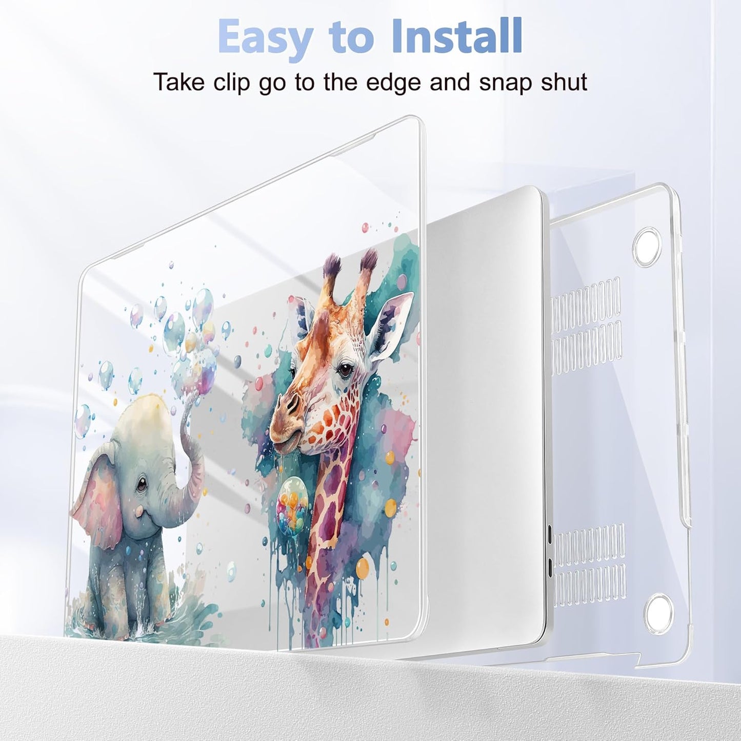 MacBook Pro 16 inch A2141 Case 2019 2020, Plastic Hard Shell Cover with Keyboard Cover & Screen Protector, Elephant & Giraffe