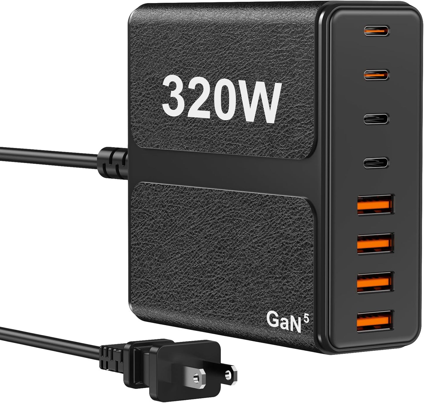 320W USB C Charger Block, 8-Port USB C Charging Station PD 65W PC Laptop Fast Charger Adapter for MacBookPro/Air,DELL,iPad,Portable Charging Station for iPhone,Samsung Galaxy