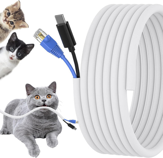 Cord Protectors from Pets No Chew, 3/8 inch 10ft Wire Protector Cord Covers for Pets, Flexible Cable Sleeve Cord Management for TV/Computer/Electric Wires/Phone Charging Cables, White