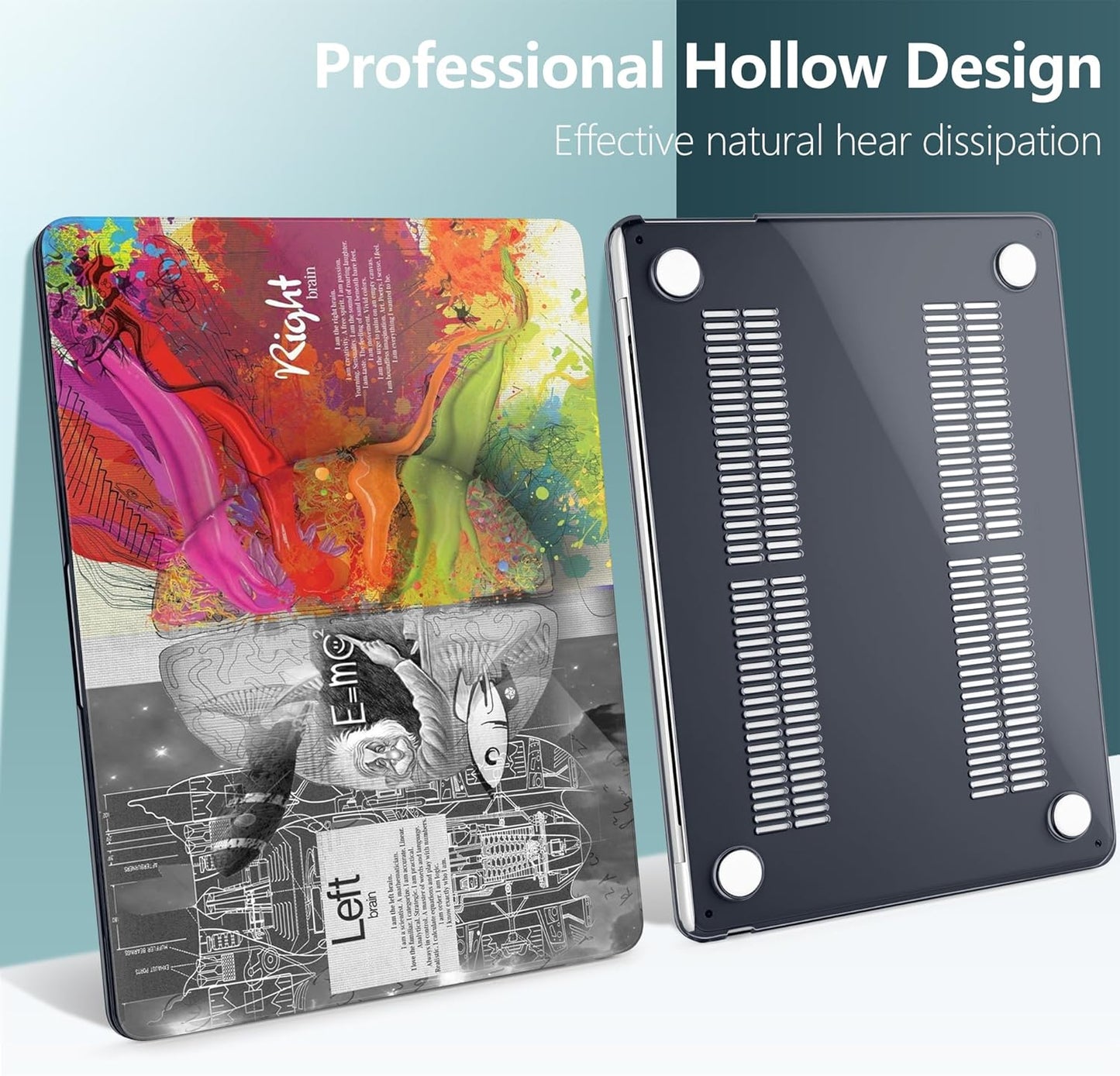 TWOLSKOO for M4 MacBook Air 13.6 inch Case 2025-2022 Release M4 A3240 M3 A3113 M2 A2681, Plastic Hard Shell & Screen Protector & Keyboard Cover & Trackpad Film, Creative Brain