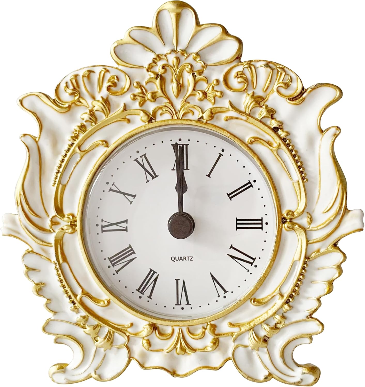 Decorative Mini Table Clock, Vintage Metal Silent Analog Quartz Battery Operated Table Top Clock for Living Room Decor Shelf