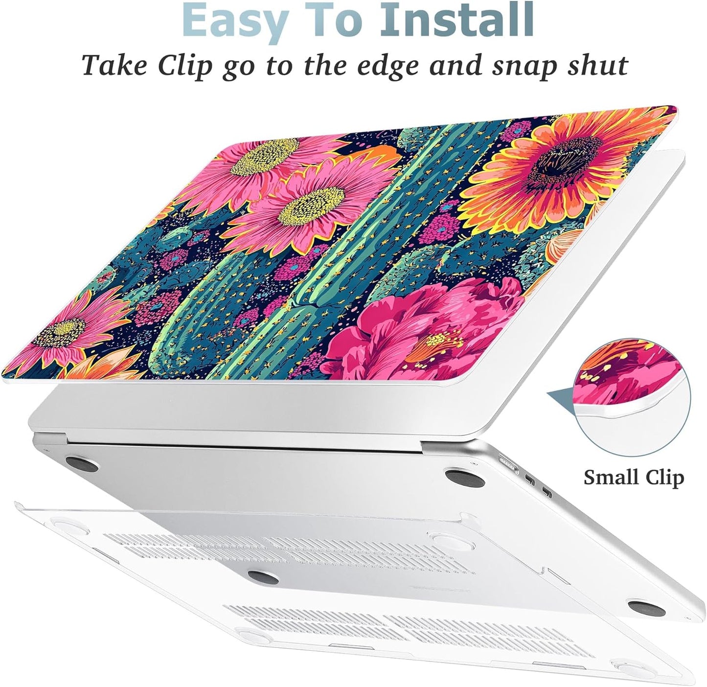 May Chen for MacBook Air 13.6 Inch Case 2025/2024/2023/2022 Release (Model A2681 A3113 A3240, M2 M3 M4 Chip) – Hard Shell Laptop Cover with Keyboard Cover & Screen Protector，Sunflowers Cactus