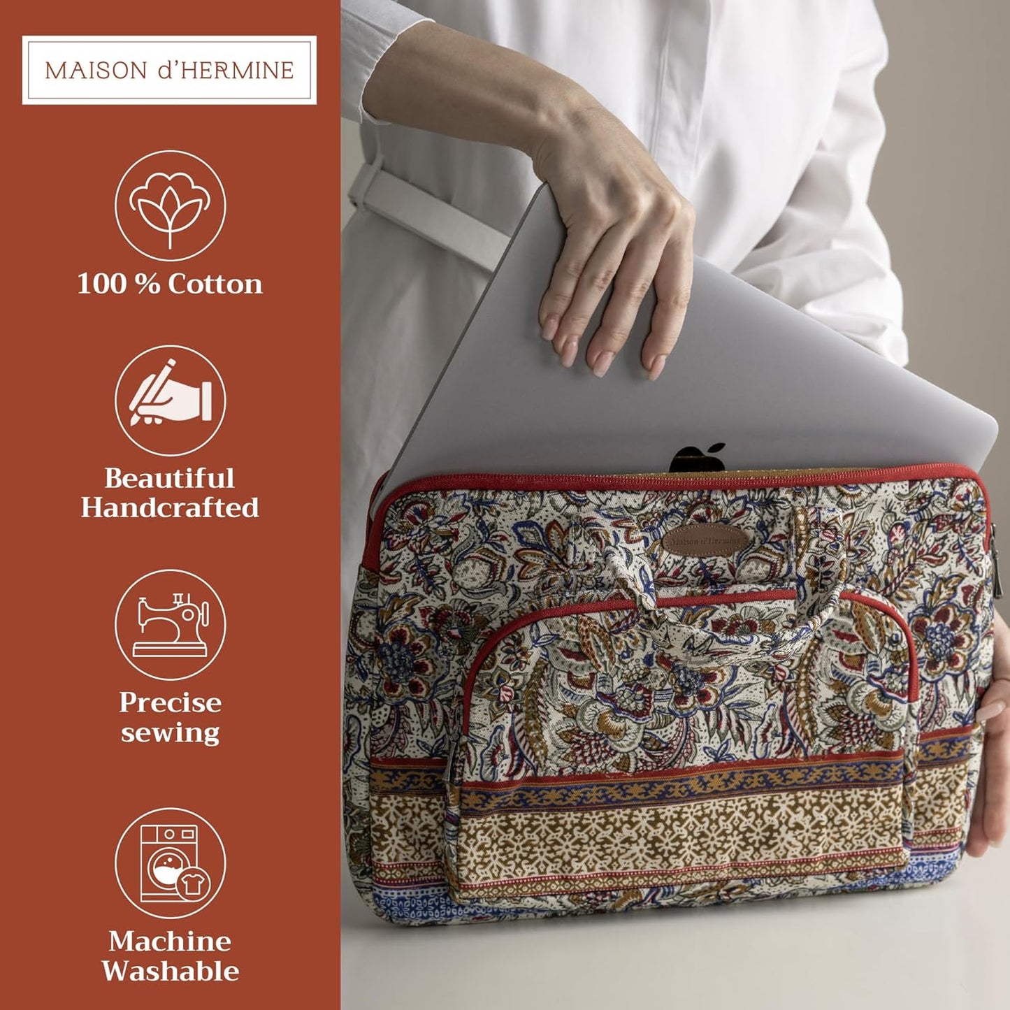 Maison d'Hermine Laptop bag with front pocket Stain and water repellent Cotton canvas