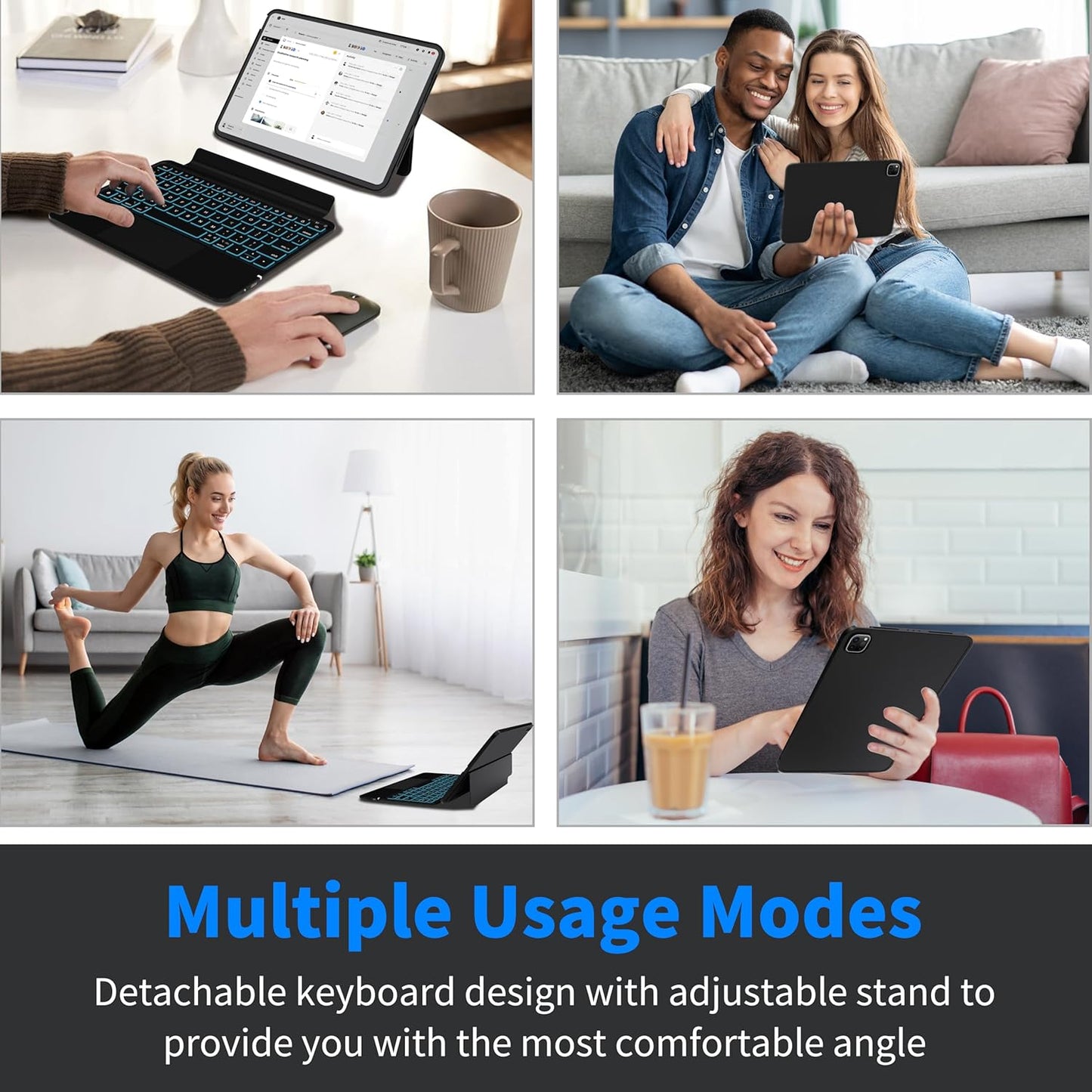 iPad Pro 13 Inch Case 2024 with Keyboard, Magnetic Detachable Keyboard Case for iPad Pro 13 Inch (M4, 2024) with 7 Colors Backlight, Multi-Touch Trackpad, Portrait/Landscape Mode (Black)