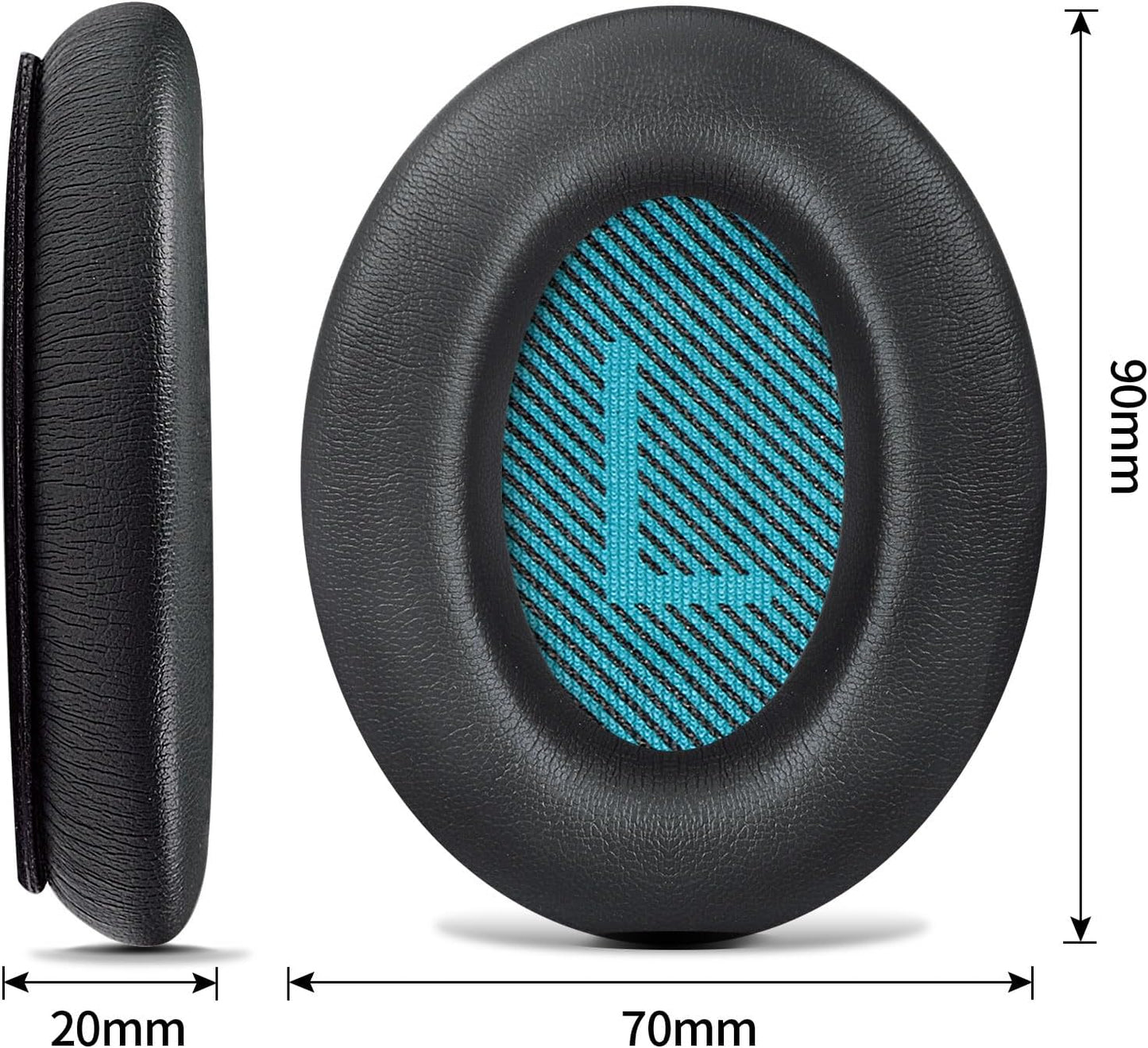 Headphones Replacement Ear Pads, Soft Protein Leather earpad Cushions for AE2/QuietComfort 15/QC25 Headphones, Noise Isolation Memory Foam, Cloud Like Comfort - Black