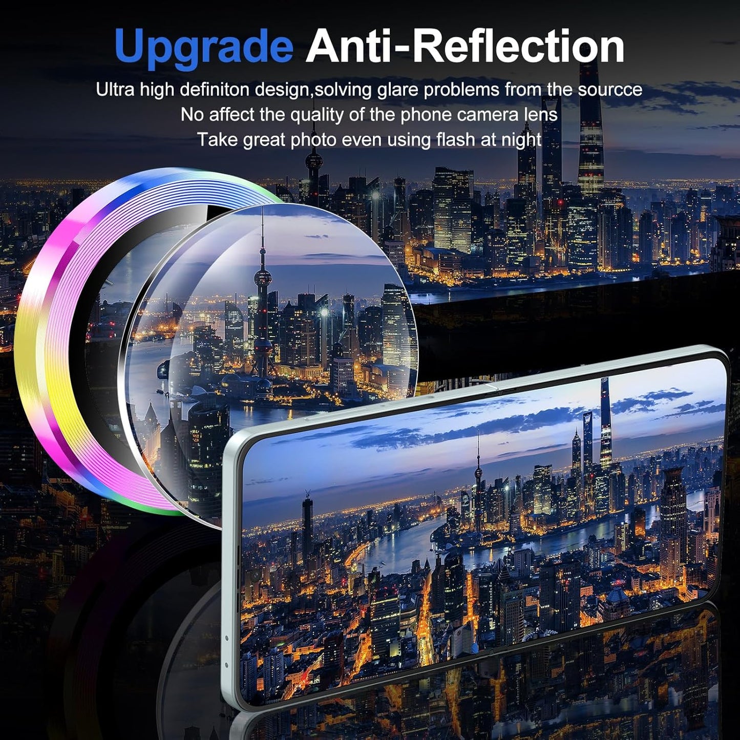 for Samsung Galaxy Z Flip 7 Camera Lens Protector, Individual Metal Ring Tempered Glass Lens Cover, [Strong Adsorption] Scratch Resistant Ultra-Thin HD Clear Lens Cover, 1 Set-Colorful