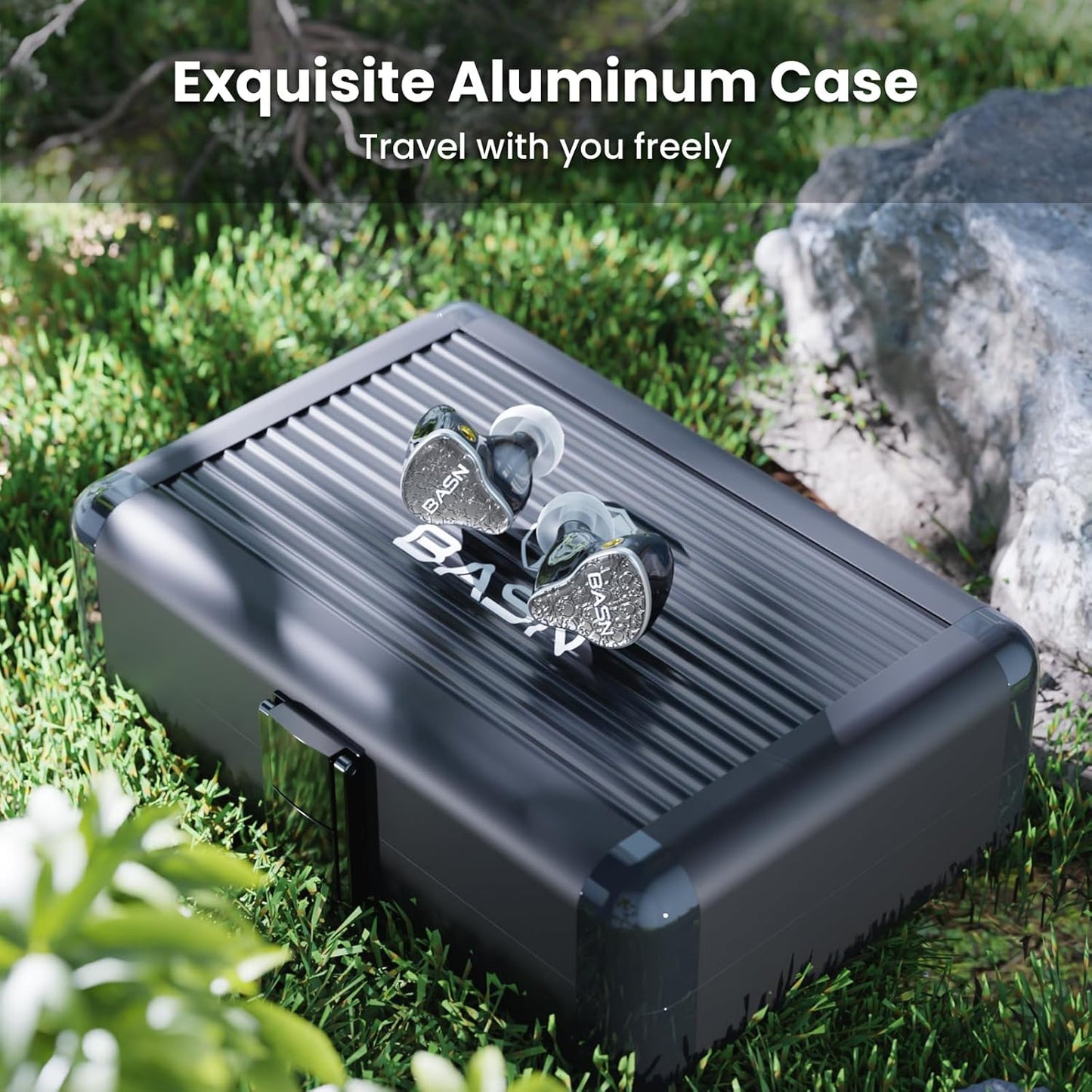 BASN Bmaster5 in Ear Monitors, 5 Drivers Drummer Headphones with Powerful Bass, Noise Isolation IEM Earbuds with Detachable MMCX Sliver-Plated OFC Cable for Musicians (Midnight Black, MMCX)