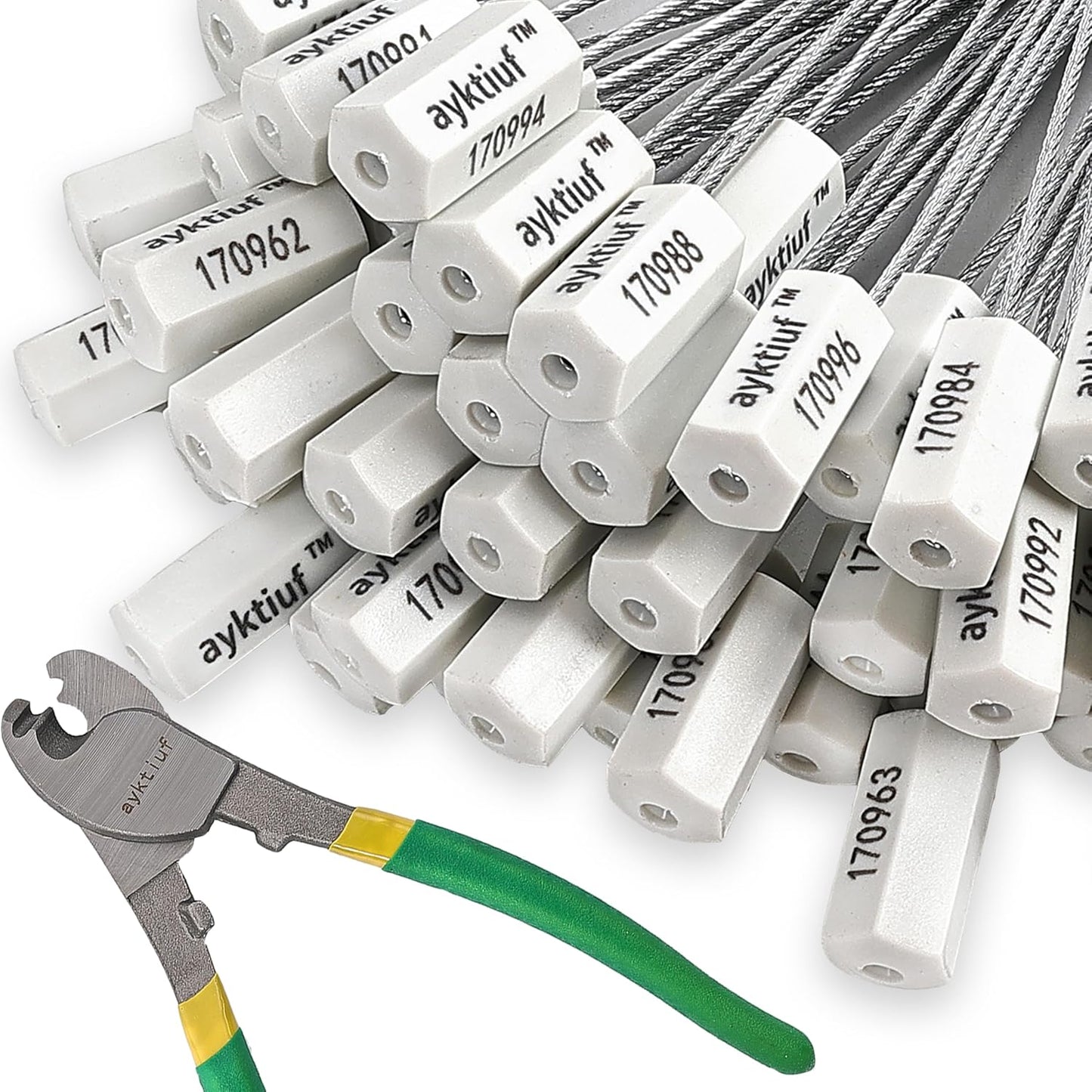 60 Pieces Security Cable Seals, Metal Number security tags for Truck, Trailers, Cargo, Containers, Vans, Oil Tank, Milk Vehicle (White, 60 Pack)