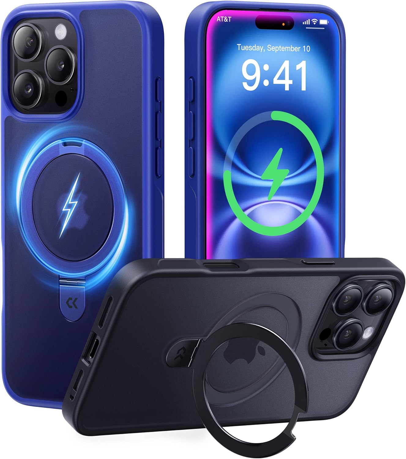 CASEKOO Designed for iPhone 16 Pro Max Case with Magnetic Invisible Stand [Military Drop Protection] [Compatible with MagSafe] Shockproof Slim Translucent Matte Promax Case 6.9 Inch, Klein Blue