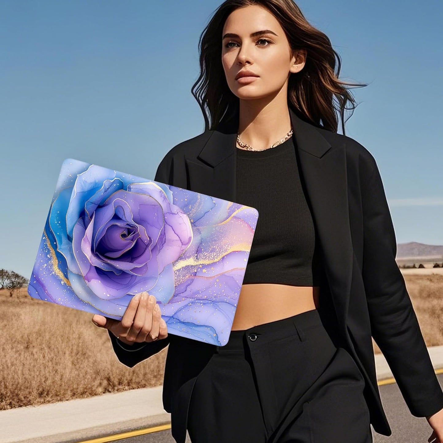 Mektron Compatible with M4 MacBook Air 15 inch Case 2025 A3241 2024 2023 M3 A3114 A2941 M2 Liquid Retina Display Touch ID, Plastic Hard Case & Keyboard Skin & Screen Protector - Rose Marble