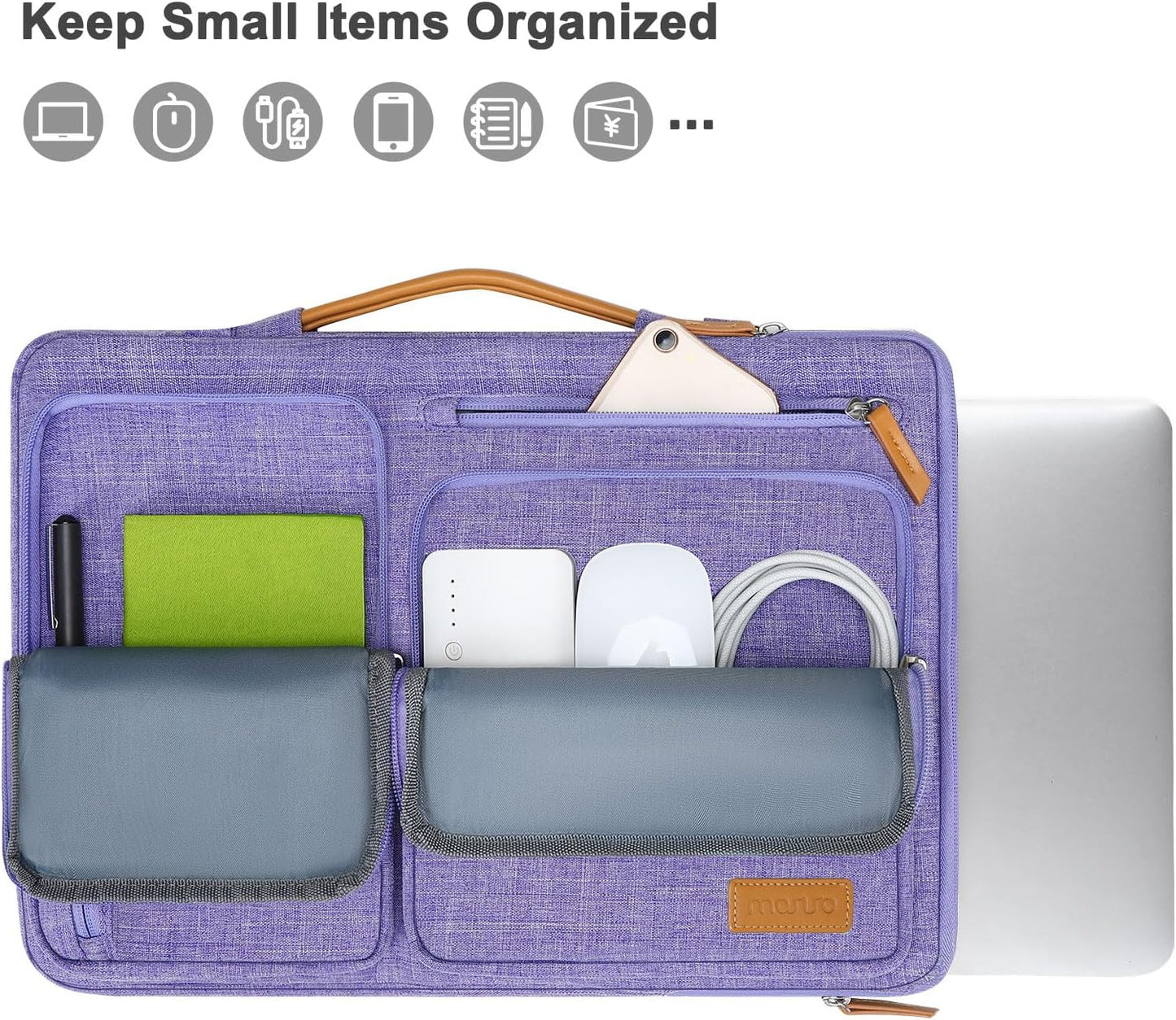 MOSISO 360 Protective Laptop Case 13.3 inch, 13-13.3 inch Laptop Sleeve Compatible with MacBook Air/Pro 13 / Pro 14,HP Dell Acer ASUS,Side Open Carrying Case with 4 Zipper Pockets&Handle, Purple