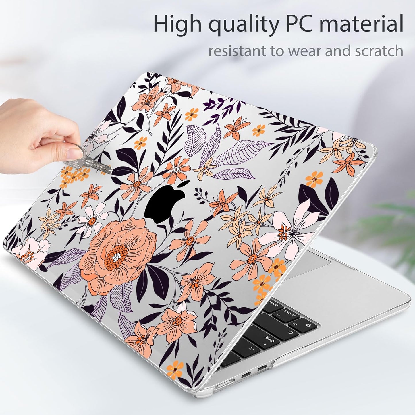 May Chen for MacBook Air 13.6 inch Case A3240 M4 A3113 M3 A2681 M2 with Retina Dispaly, 2025 2024 2023 2022 Release, Plastic Hard Shell Case with Screen Protector & Keyboard Cover, Elegant Floral
