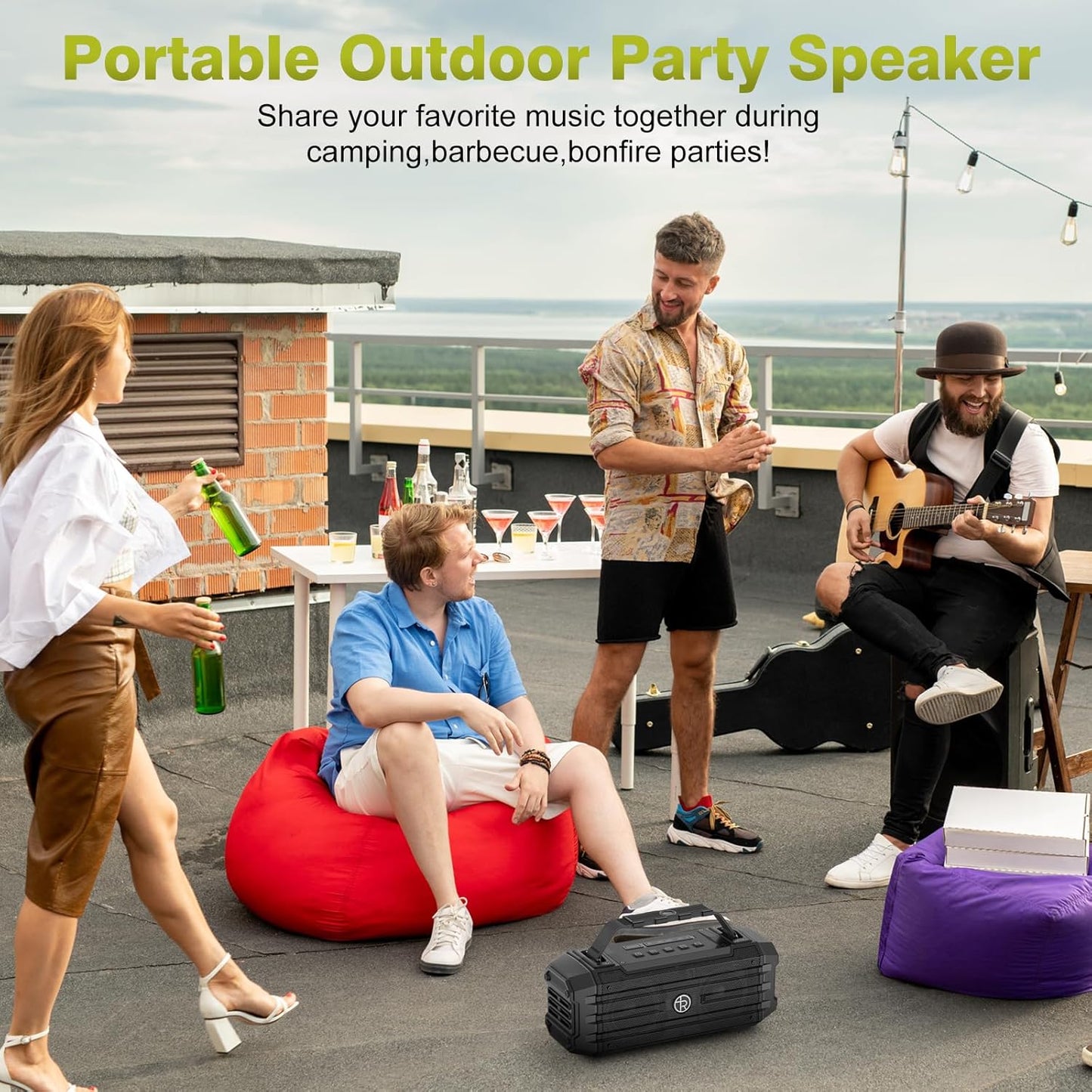 Bluetooth Speaker 120W Peak 80W Portable Wireless Hi-Fi Loud Outdoor IPX6 Waterproof Big Party Speakers with Deep Bass, TWS Pairing, DSP Sound Boombox for Home Camping Beach