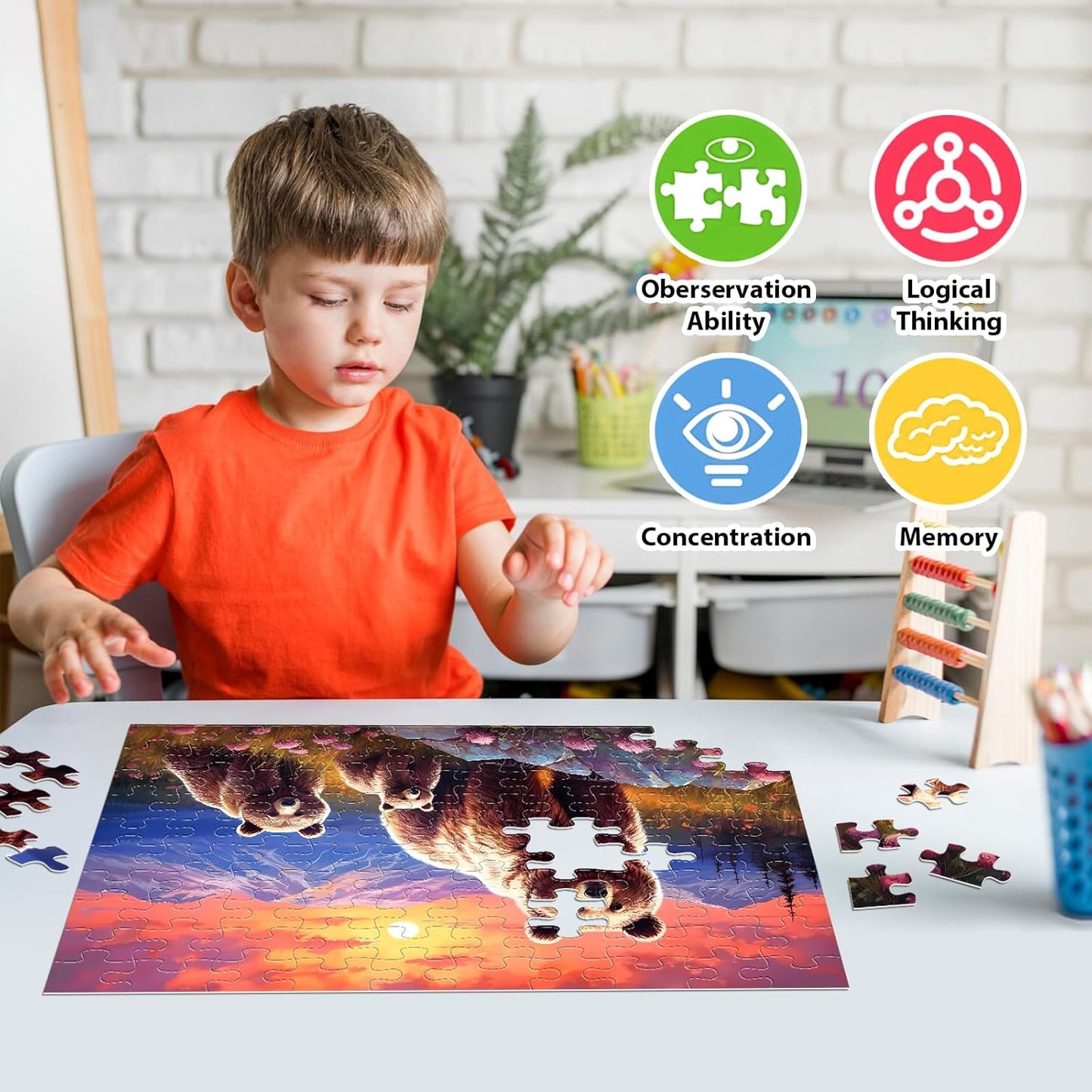 4 Packs 100 Piece Puzzles for Kids Ages 4-6 - Lovely Animals Large Piece Jigsaw Puzzles for Seniors Educational Toys Gifts Kids Puzzle for 4 5 6 7 8 9 Year Olds Boys Girls