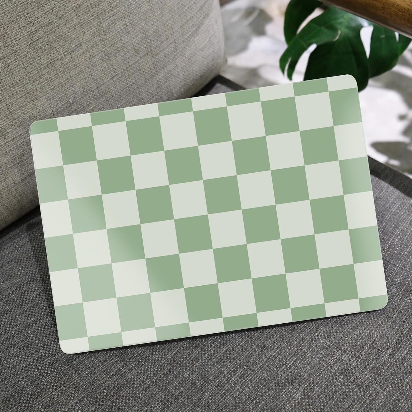 MEEgoodo for MacBook Air 13.3 inch Case 2021 2020 2019 2018 A2337 M1 A2179 A1932, Laptop Shell for MacBook Air M1 with Keyboard Webcam Cover & Trackpad Film & Type C Adapter,Green Checkered