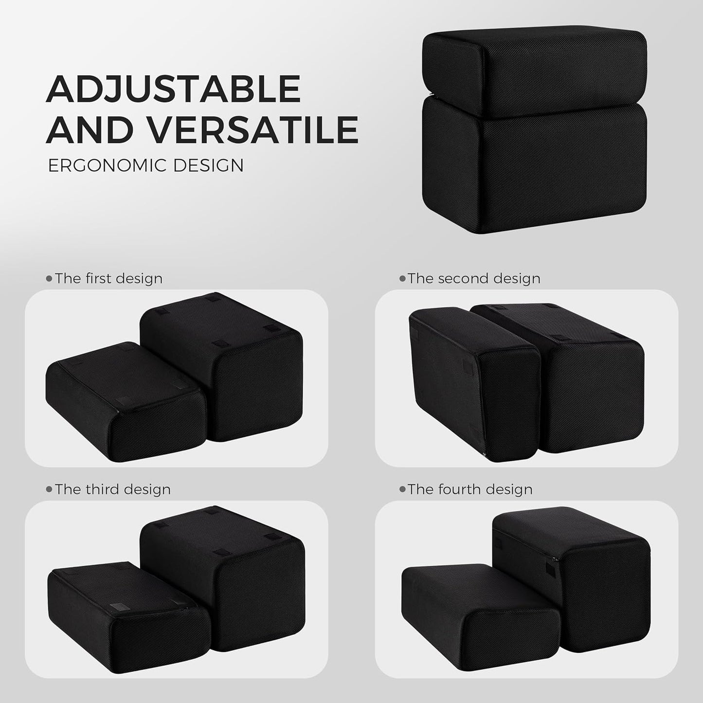 Ganondorf Foot Rest for Under Desk at Work Adjustable Foot Rest Under Desk Ergonomic Foot Stools for Under Office Desk Leg Pillow for Underdesk Footrest with Washable Cover, Mesh Black