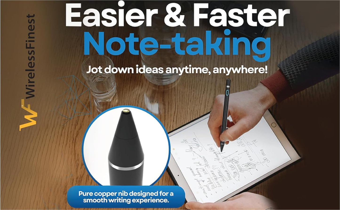 Black Stylus Pen Pencil 1st Gen Generation Replacement for Apple iPad Pro 1st 2nd iPad 1st 2nd 3rd 4th 5th iPad mini 1 2 3 4 iPad Air 1st 2nd iOS Android Capacitive Tablet Touch Screen+Free Holder