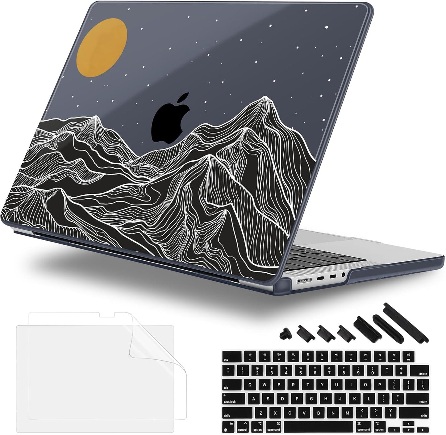 for MacBook Pro 16 inch Case 2021 2022 2023 2024 Release A3186 A3403 M4 A2991 M3 A2780 M2 A2485 M1 Pro/Max, Hard Shell Case with Screen Protector & Keyboard Cover, Mountain