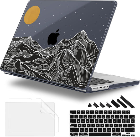 for MacBook Pro 16 inch Case 2021 2022 2023 2024 Release A3186 A3403 M4 A2991 M3 A2780 M2 A2485 M1 Pro/Max, Hard Shell Case with Screen Protector & Keyboard Cover, Mountain