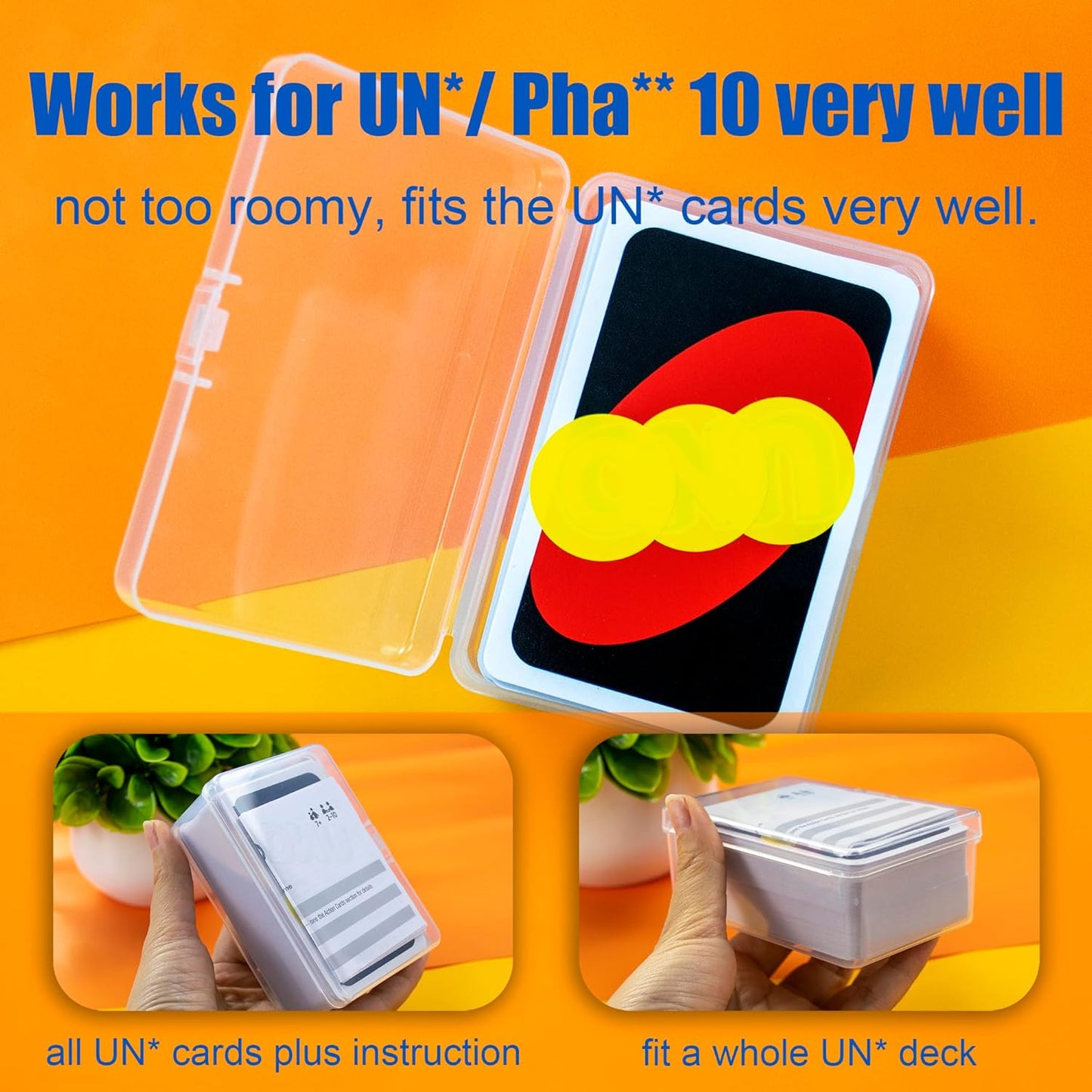 4 Pcs Playing Card Case, Works for 112 Standard UN* Cards And Other Same Or Smaller Size Very Well, Plastic Clear Card Deck Box Storage,4 1/2" ×3 1/4" ×1 1/8" (NO Cards)