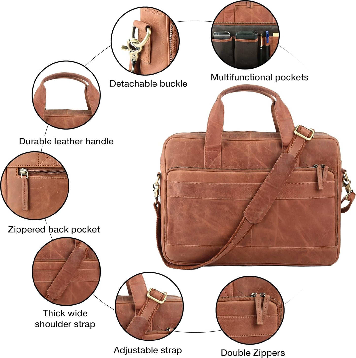 Leather briefcases Laptop Messenger Bags Best Office School College Satchel Bag for Men and Women