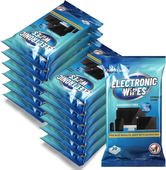 240 Count Electronic Cleaning Wipes 12 Pack Pre Moistened Screen Wipes Electronics Screen Cleaner for Lens, Phone, TVs, Computer, Laptop and Monitor Cleaning