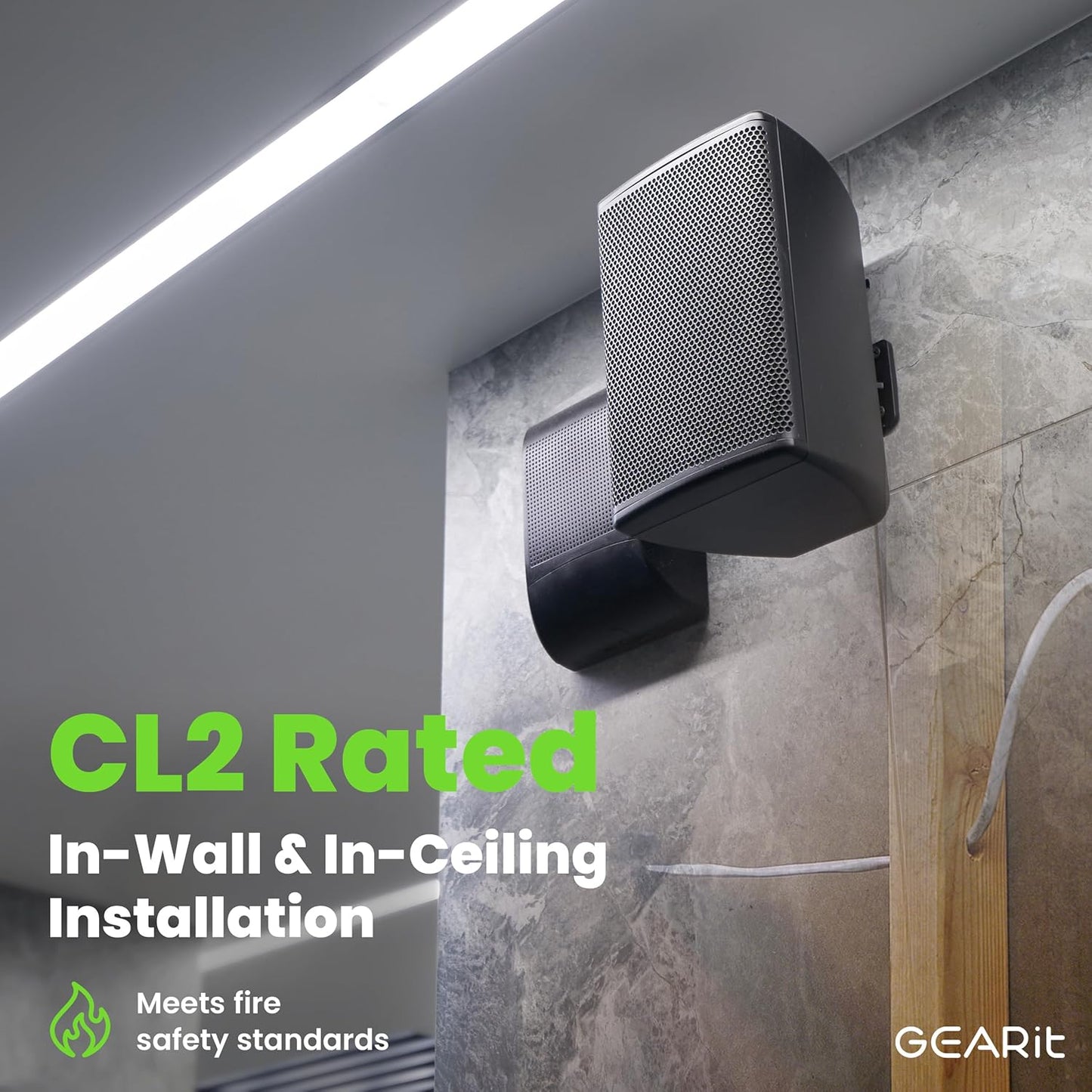 GearIT 14/2 Speaker Wire (100 Feet) 14 Gauge (Copper Clad Aluminum) - Fire Safety in Wall Rated Audio Speaker Wire Cable / CL2 Rated / 2 Conductors - CCA, 100ft