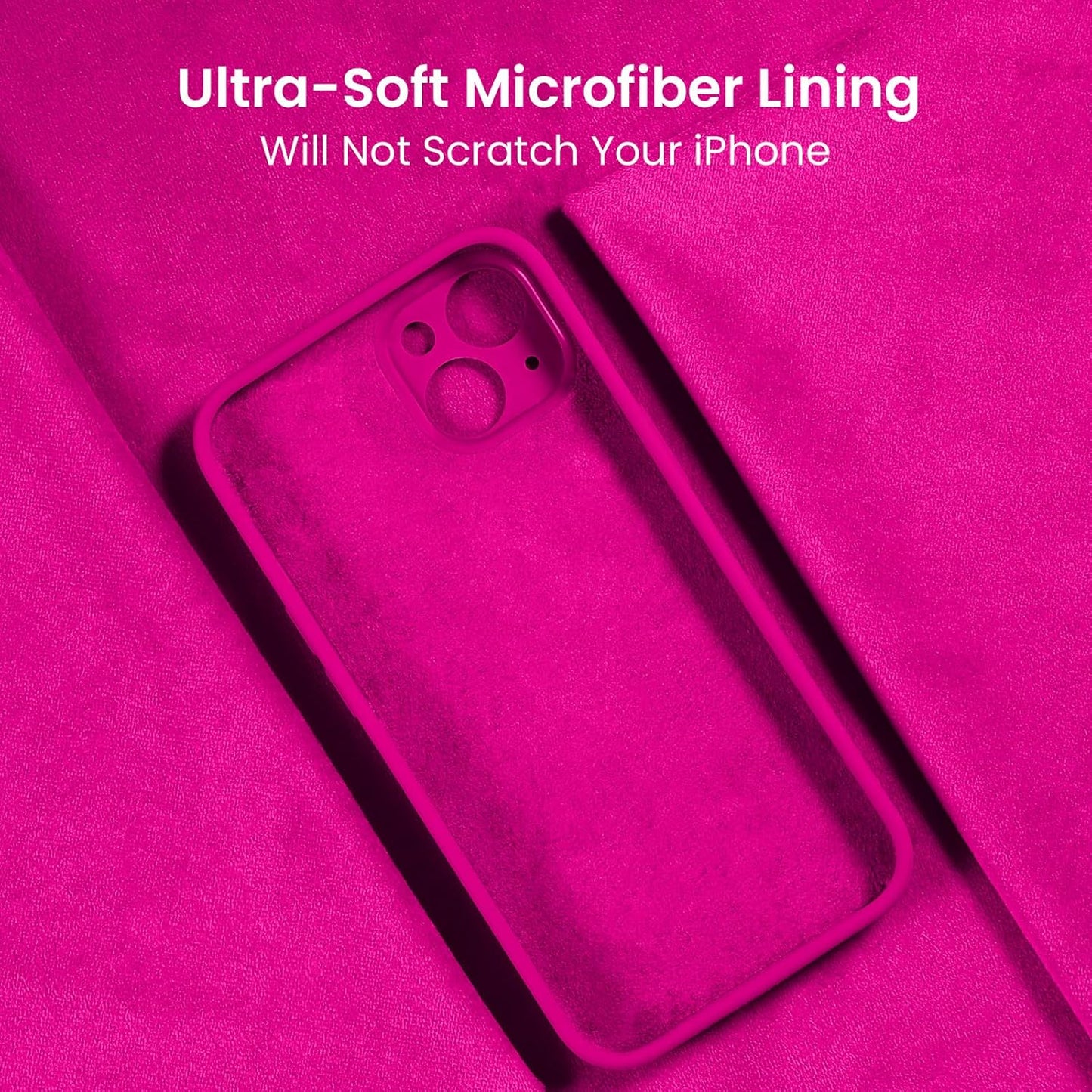 FireNova Designed for iPhone 15 Case, Silicone Upgraded [Camera Protection] Phone Case with [2 Screen Protectors], Soft Anti-Scratch Microfiber Lining Inside, 6.1 inch, Hot Pink