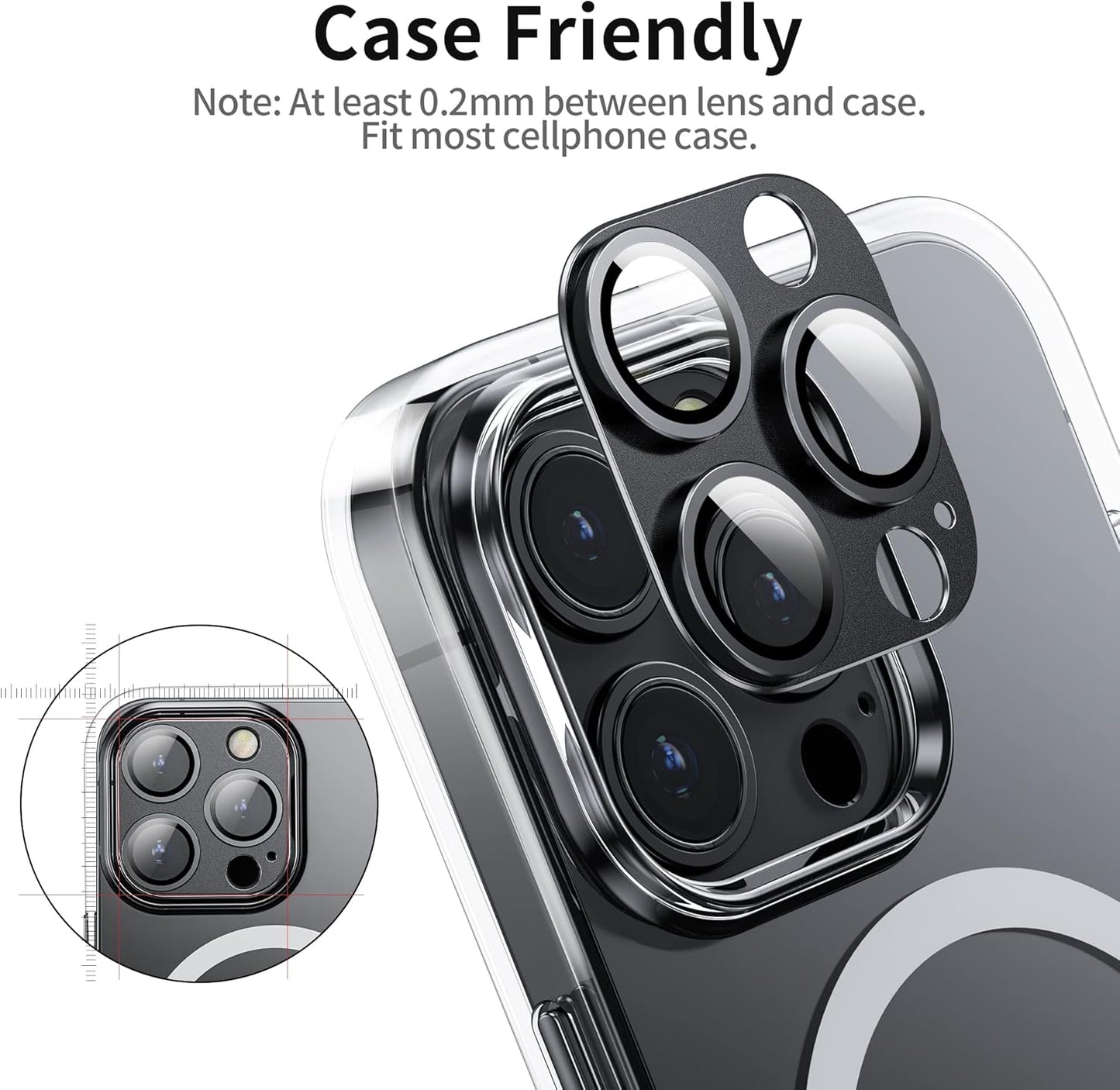 Camera Lens Protector for iPhone 14 Pro / iPhone 14 Pro Max, Alloy Metal Camera Cover with Tempered Glass Screen Protector Accessories,Case Friendly,Scratch Resistant,Easy to Install - Space