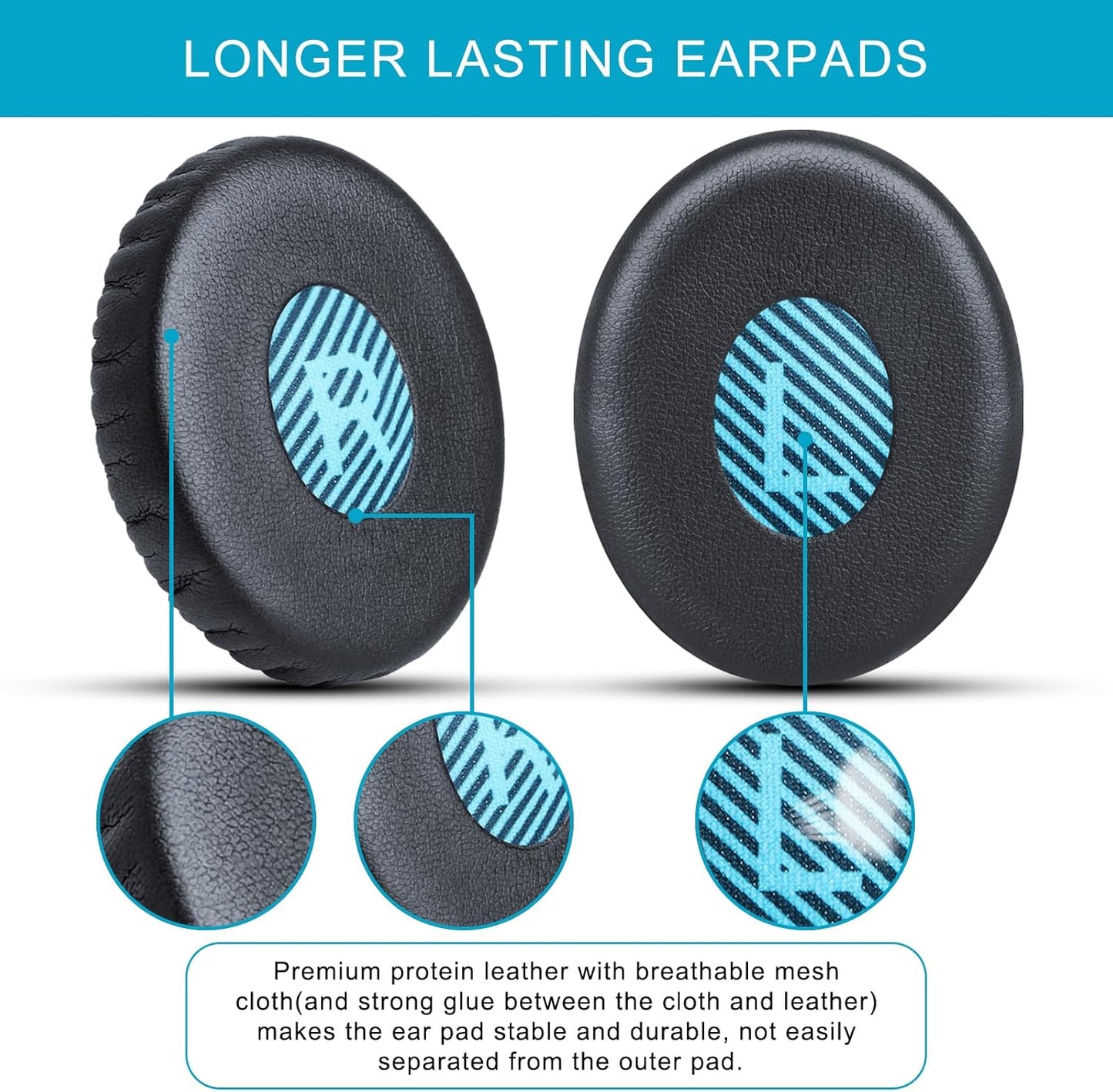 Ear Pads Replacement for Bose On-Ear 2 Headphones, GVOEARS Ear Cushion Pad for Bose OE2 / OE2i / SoundTrue OE/SoundLink On-Ear Wireless Headphones, Durable & Longer Lasting (Blue Pad)