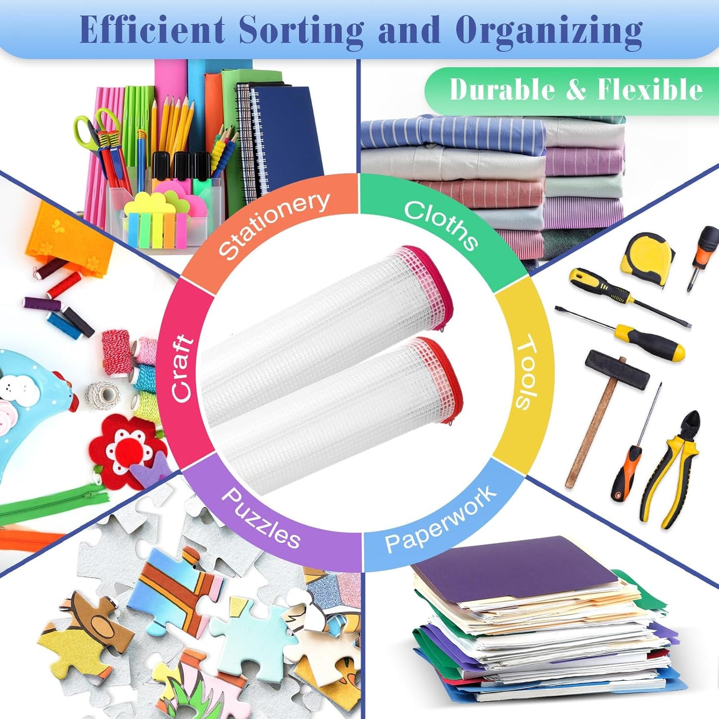 Jetec 32 Pcs Mesh Zipper Bags Toy Storage Bikini Organizer Bag Bolsas Para Guardar Trajes De Baño Waterproof Zipper Reusable Pouch Puzzle Multipurpose for Storage Office(Stylish Color,13 x 9.5 Inch)