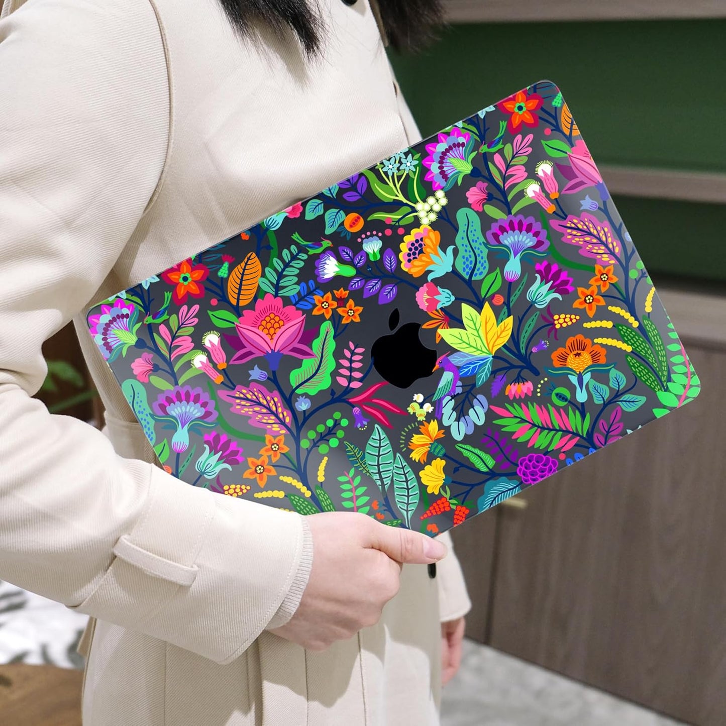 MEEgoodo Case for MacBook Pro 13 inch Case 2022 2021 2020 A2338 M2/M1 A2251 A2289,Laptop Hard Shell with Keyboard & Camera Cover Compatible with 13 inch MacBook Pro,Bright Flowers & Tropic Leaves